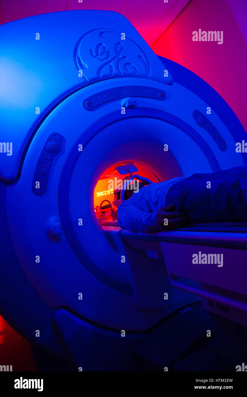 Patient undergoing MRI scan at Cardiff University School of Psychology ...