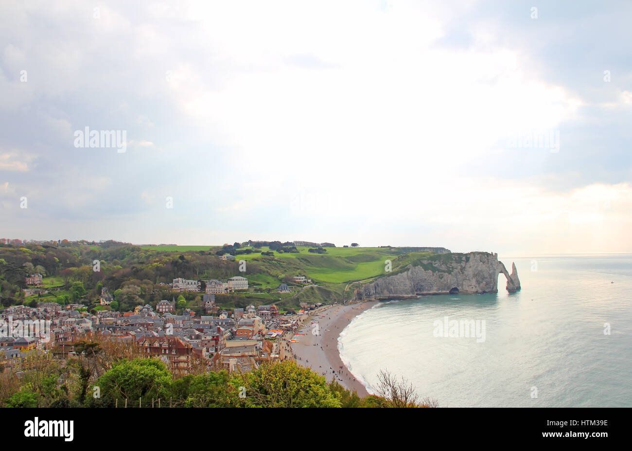 View on sea and cliffs in Etretat, Normandy, France Stock Photo