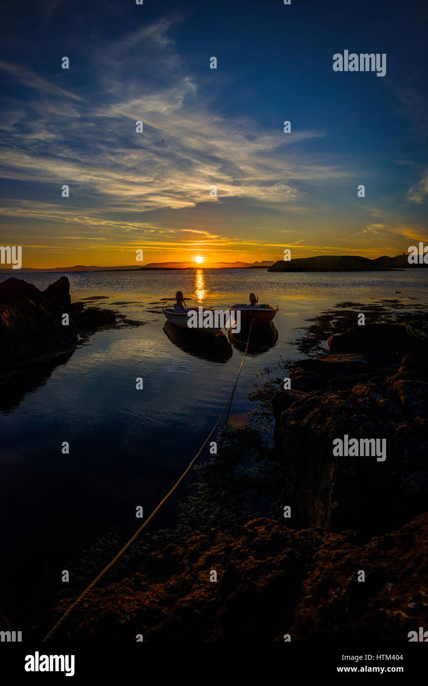 Peaceful sunset on Flatey Island in Iceland Stock Photo