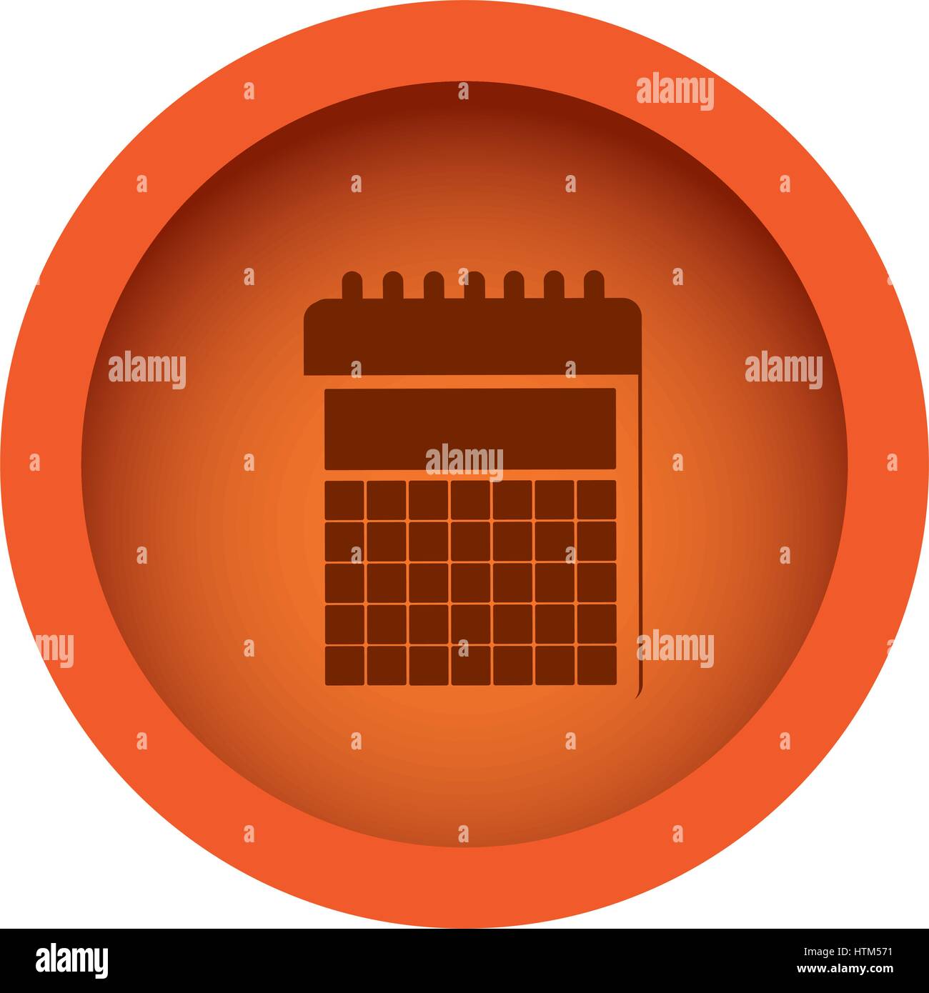 orange circular frame with silhouette calendar with spiral Stock Vector ...