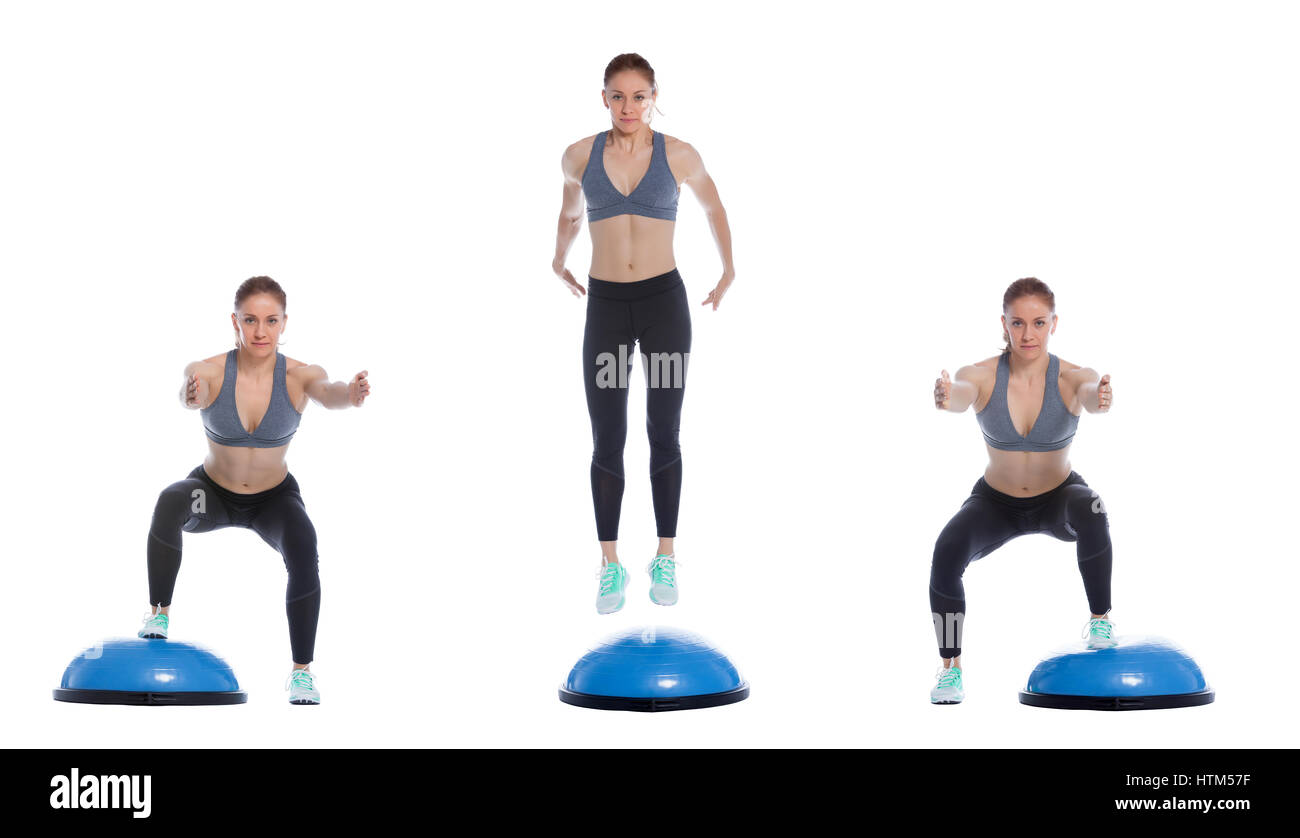 Exercise Execution Balance training ball exercise execution with a professional trainer ...