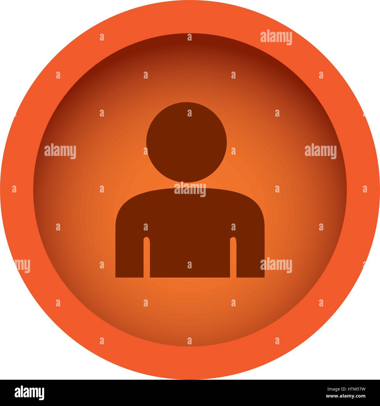 orange color circular frame with silhouette half body figure person Stock Vector
