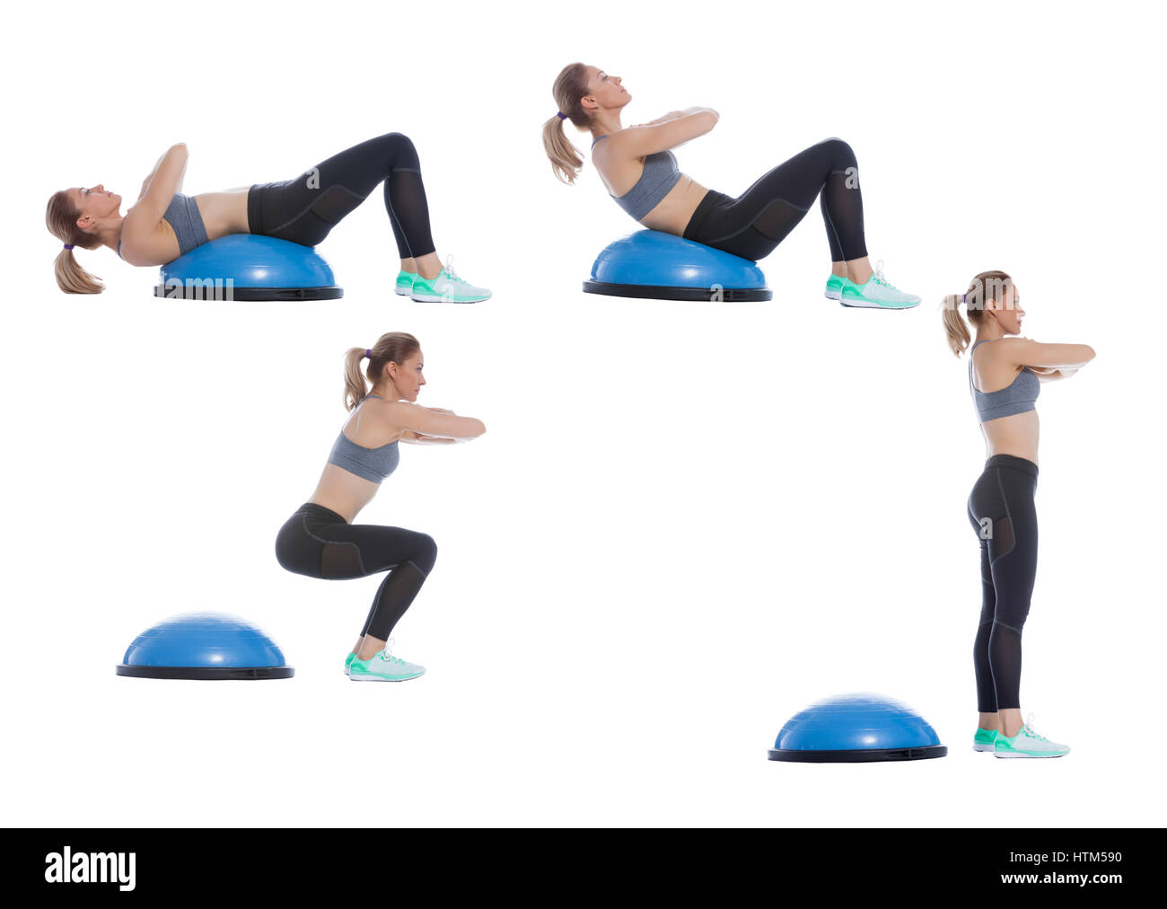 Balance training ball exercise execution with a professional trainer ...