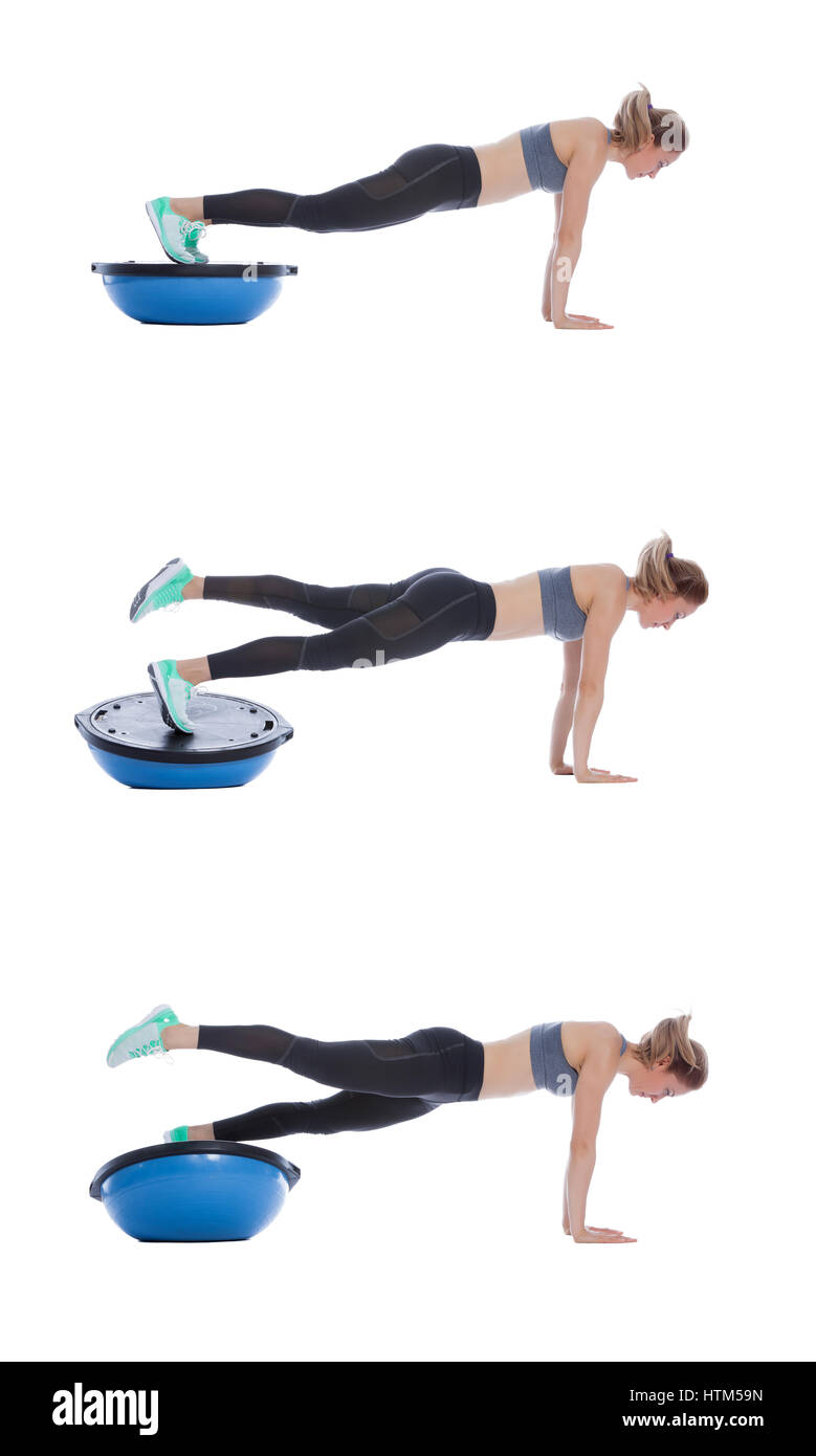 Exercise Execution Balance training ball exercise execution with a professional trainer ...