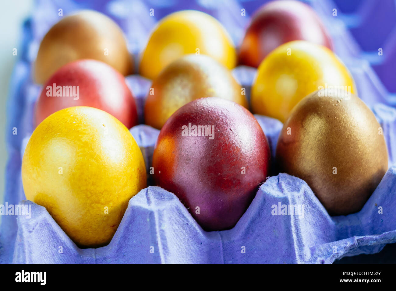 Colored the eggs lined up in rows Stock Photo Alamy