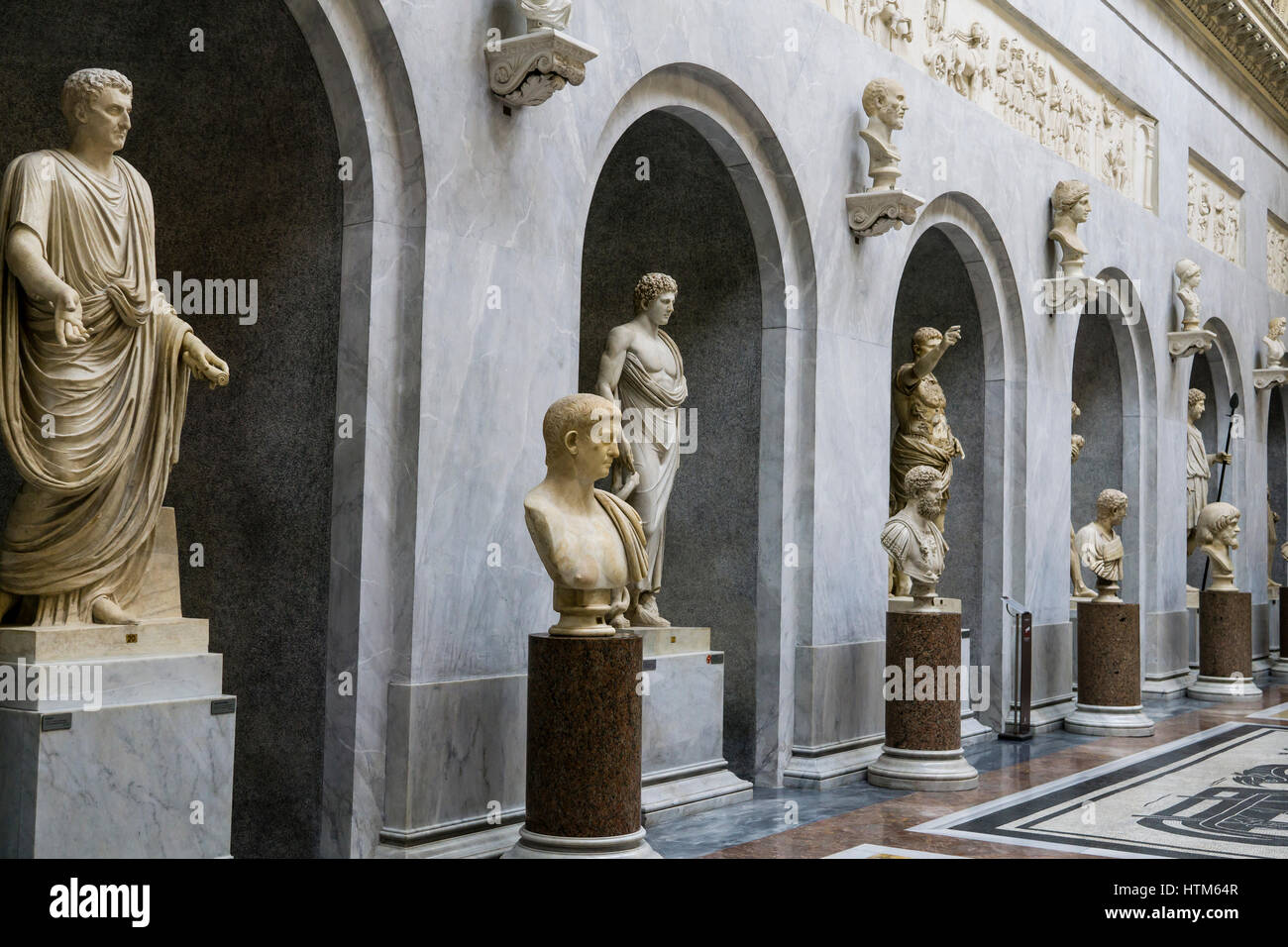 The New Wing (Braccio Nuovo) of the Chiaramonti Museum, Vatican museum, Vatican city, Rome, Italy. Stock Photo