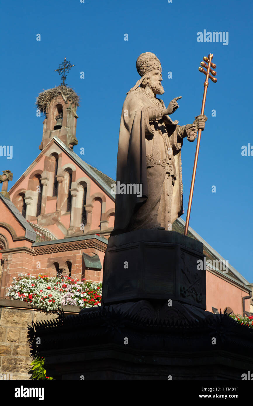 Monument to Pope Leo IX in Eguisheim, Alsace, France. Stock Photo