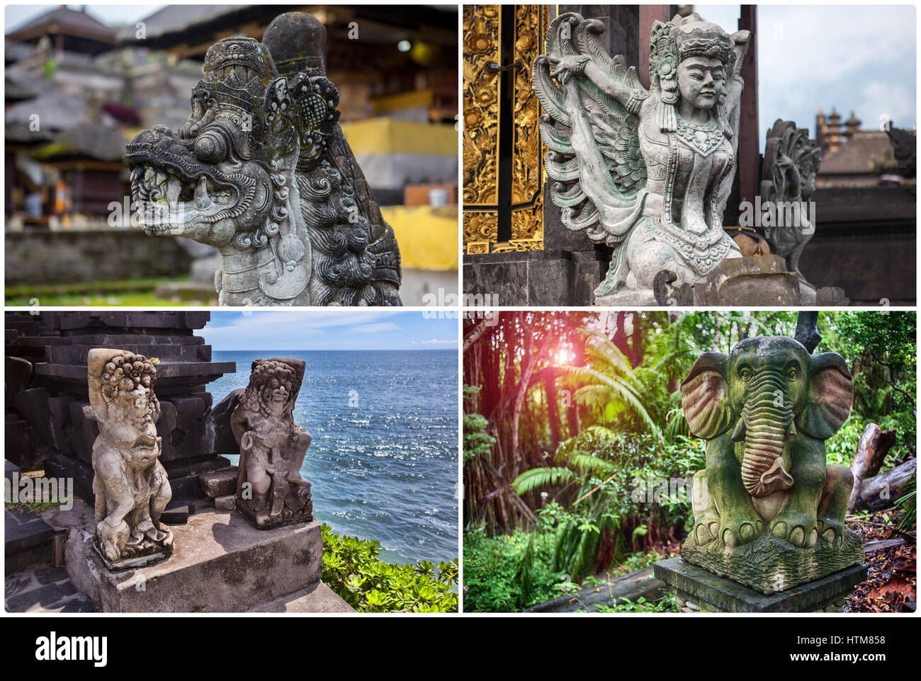 Set. Ancient Traditional Indonesian statues, sculpture Stock Photo Alamy