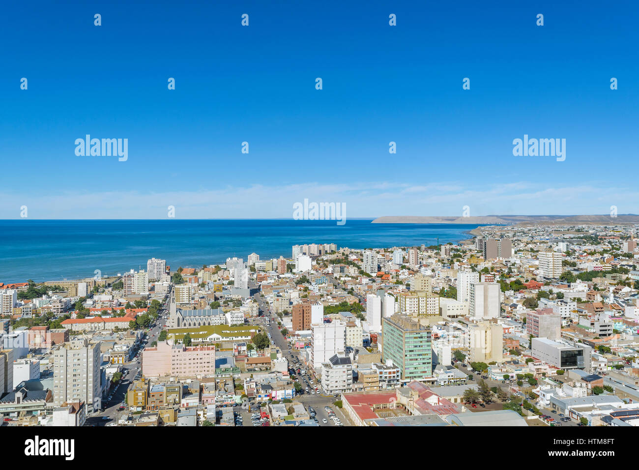 Aerial view from top of hill of Comodoro Rivadavia city, the most important city of argentinian patagonian Stock Photo