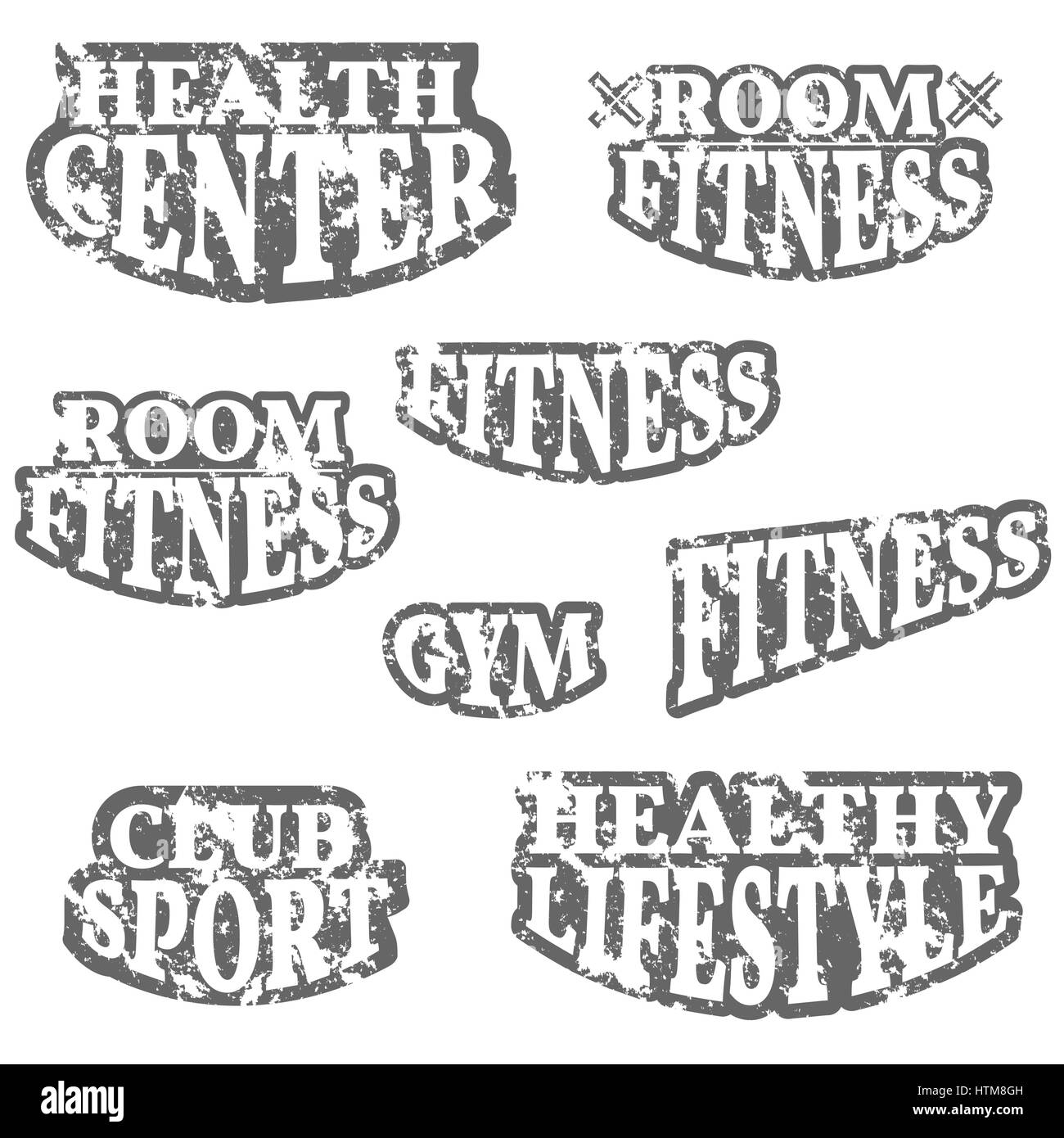 Set grunge  signboards and inscriptions stylish retro sports theme, vector illustration. Stock Vector