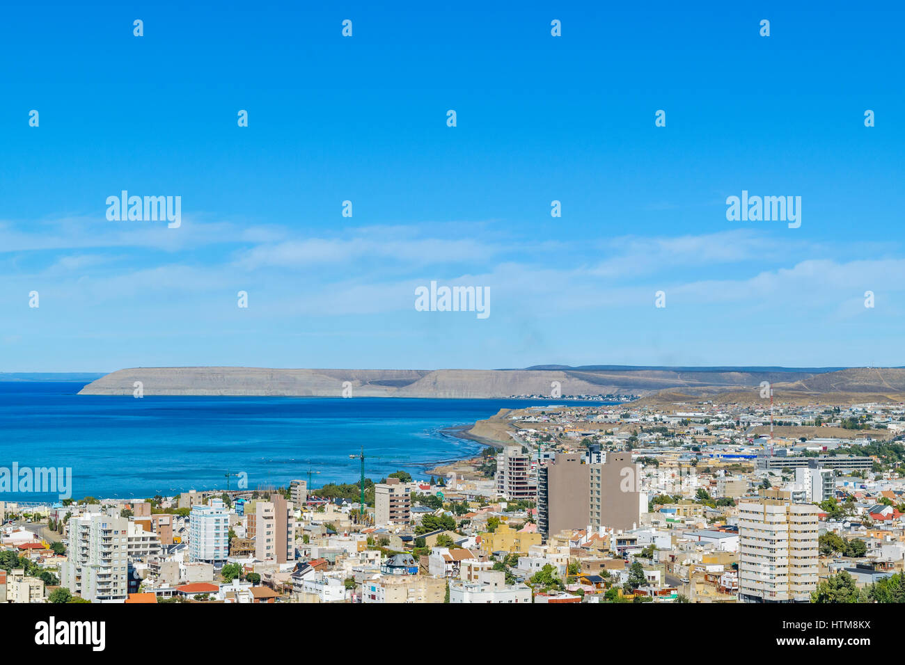 Aerial view from top of hill of Comodoro Rivadavia city, the most important city of argentinian patagonian Stock Photo