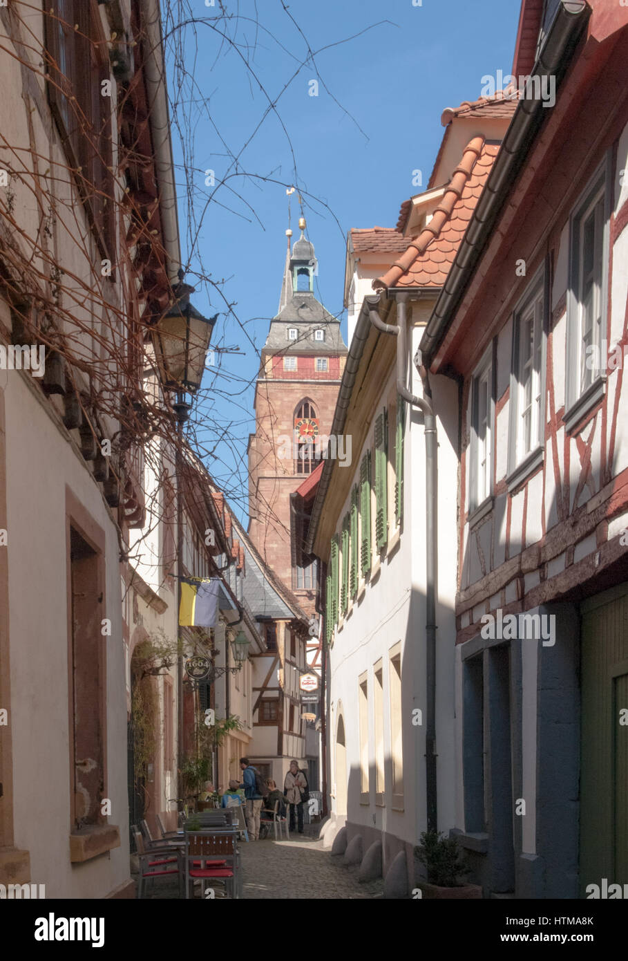 Neustadt an der Weinstrasse, Germany - April 19, 2015: Quaint old town of cozy and quiet town Stock Photo