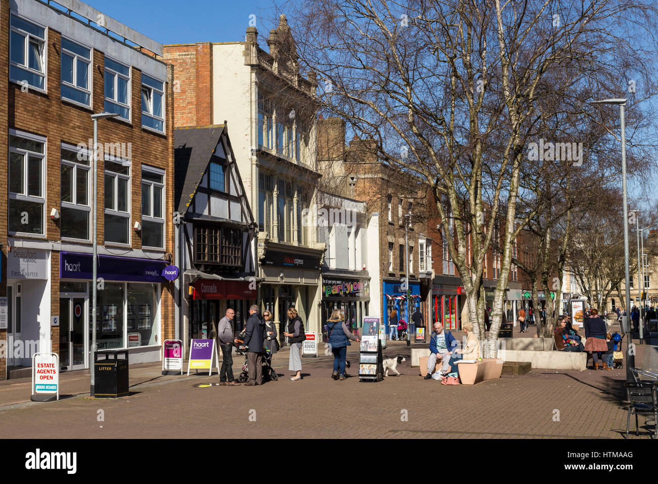 Shoppers on the High Street, Taunton, Somerset. Stock Photo