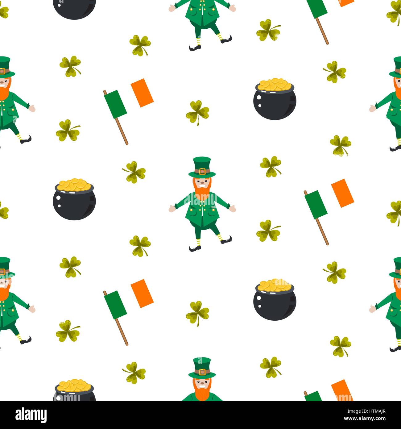Ireland Saint Patrick vector seamless pattern. Stock Vector