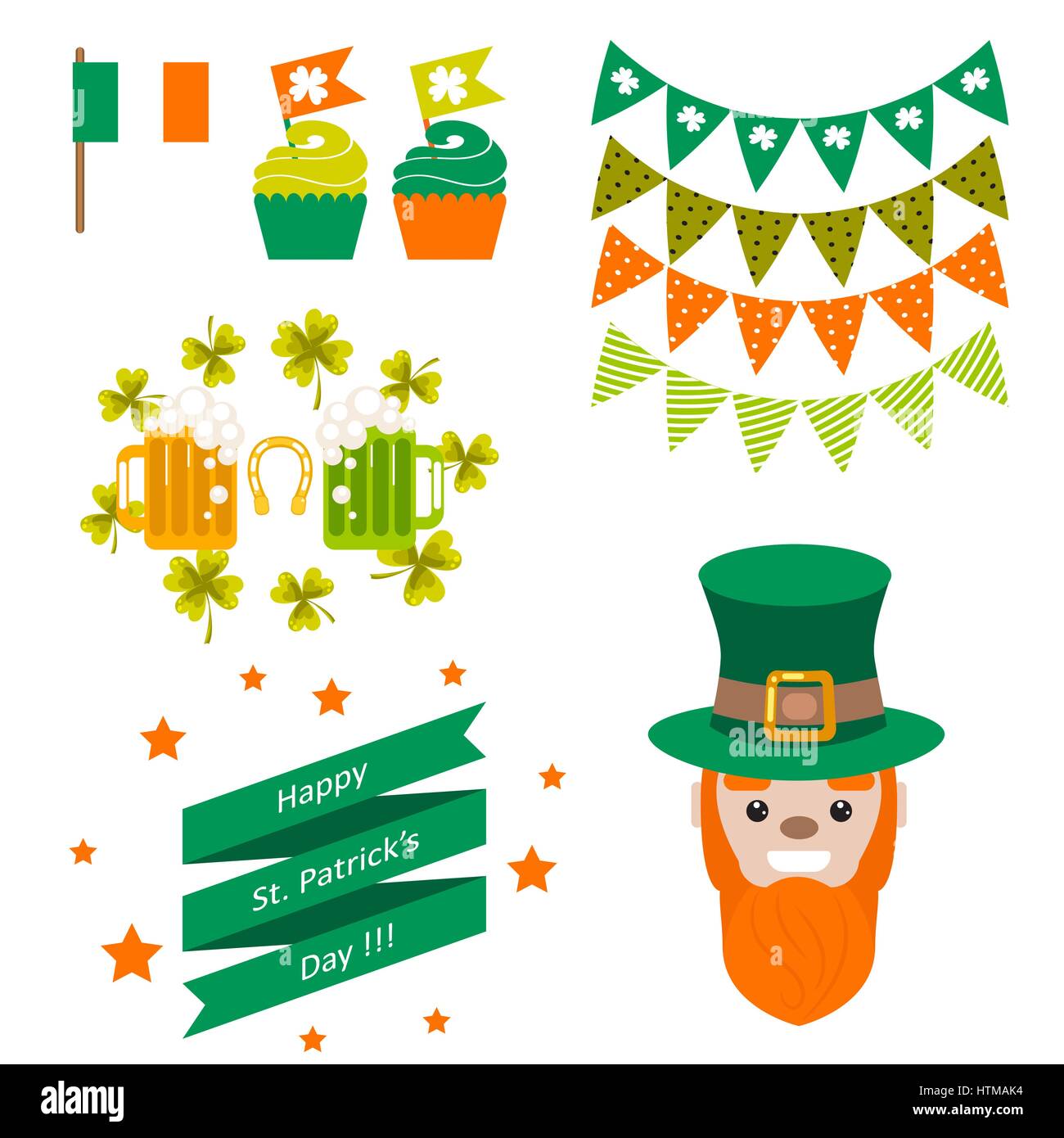 Saint Patricks day party vector objects. Stock Vector