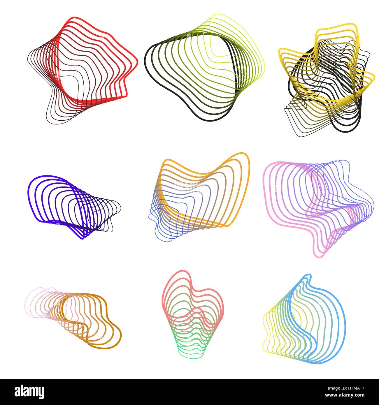 Abstract spiral lines vector icons. Stock Vector