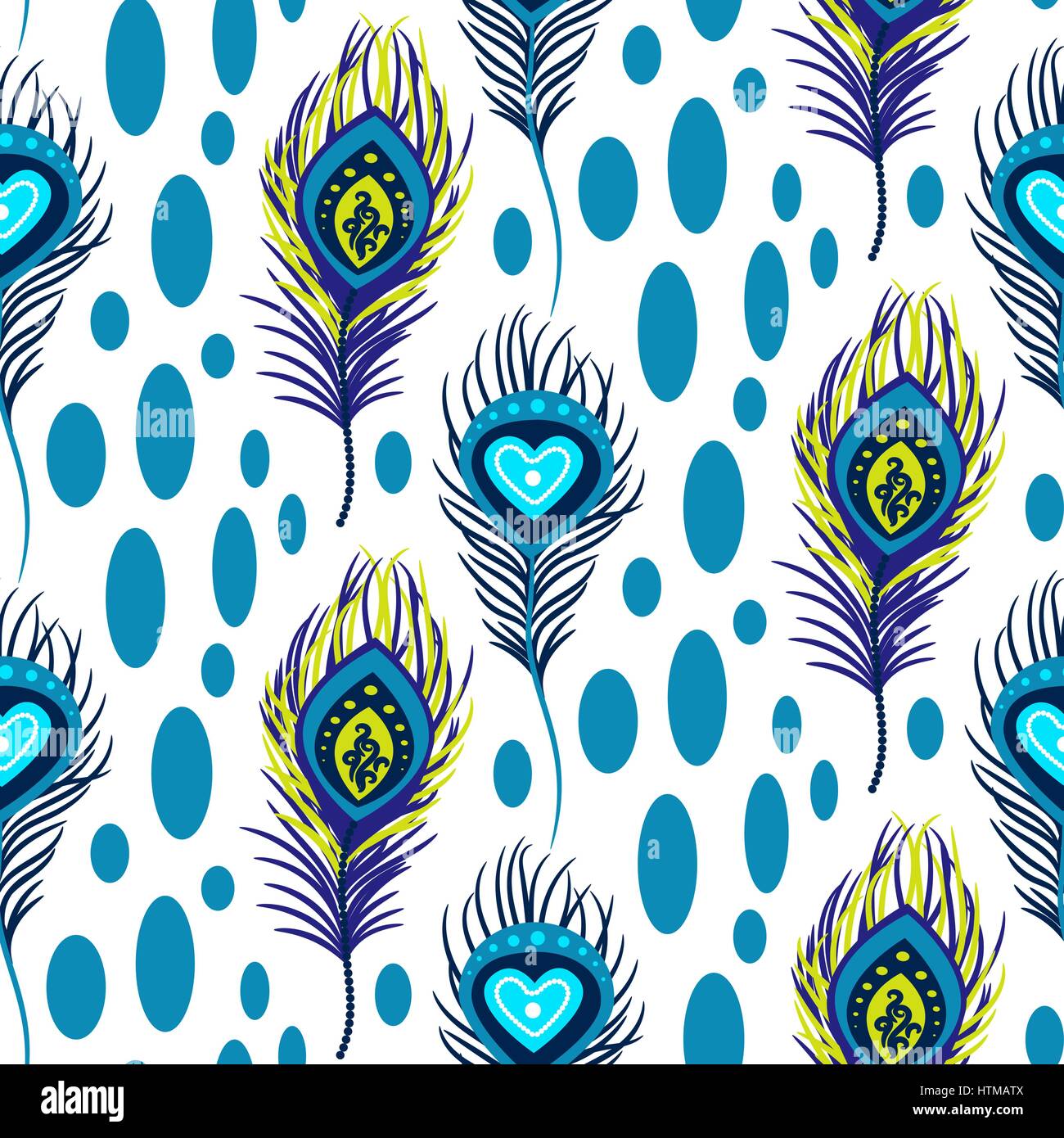 Peacock blue and green seamless vector pattern Stock Vector Image & Art