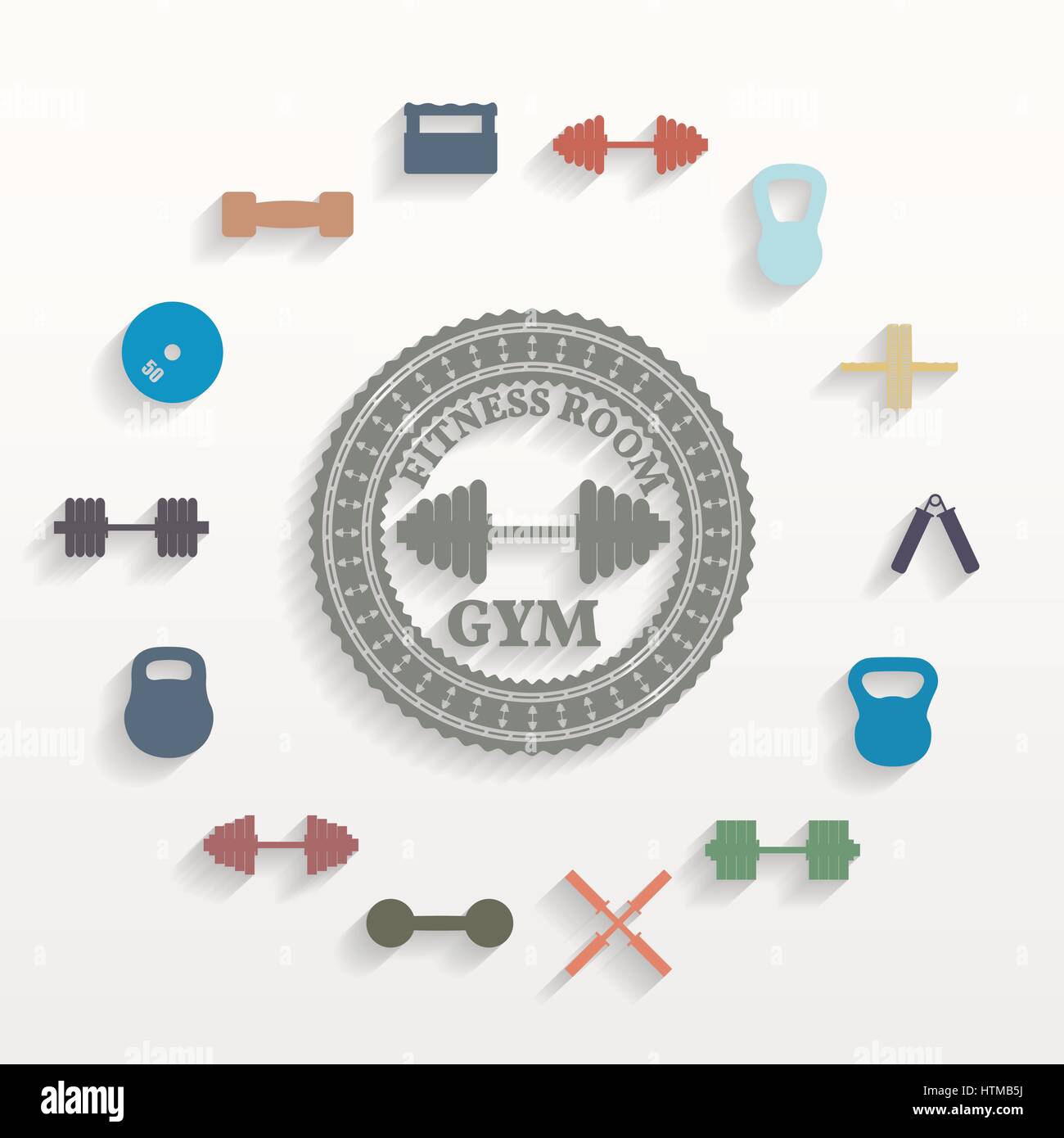 Flat design icons gym and fitness, healthy lifestyles concept, vector ...