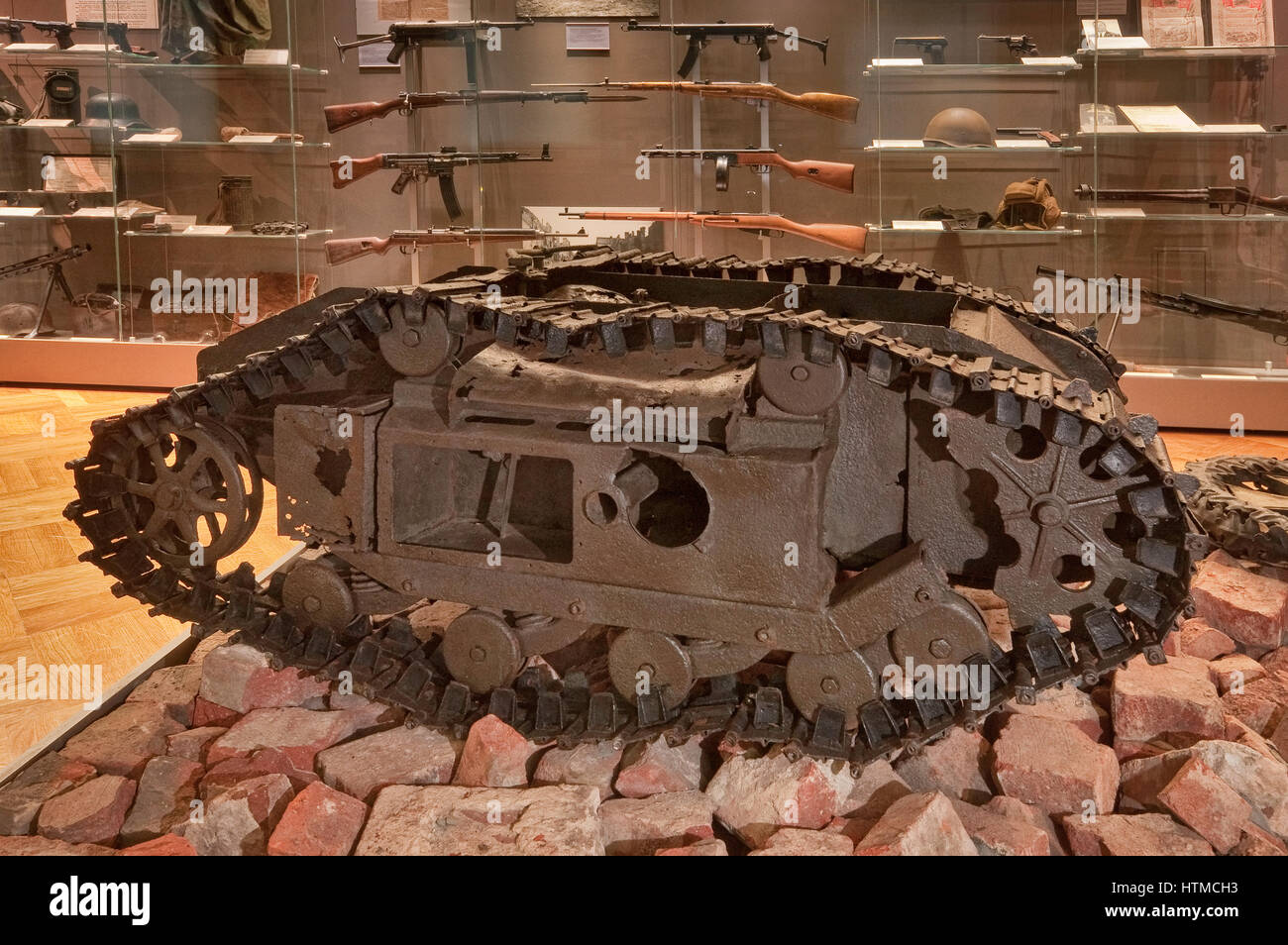 Goliath WW2 German remote-controlled caterpillar-tracked explosive device, used in battle for Fortress Breslau in 1945, City Museum in Wroclaw, Poland Stock Photo