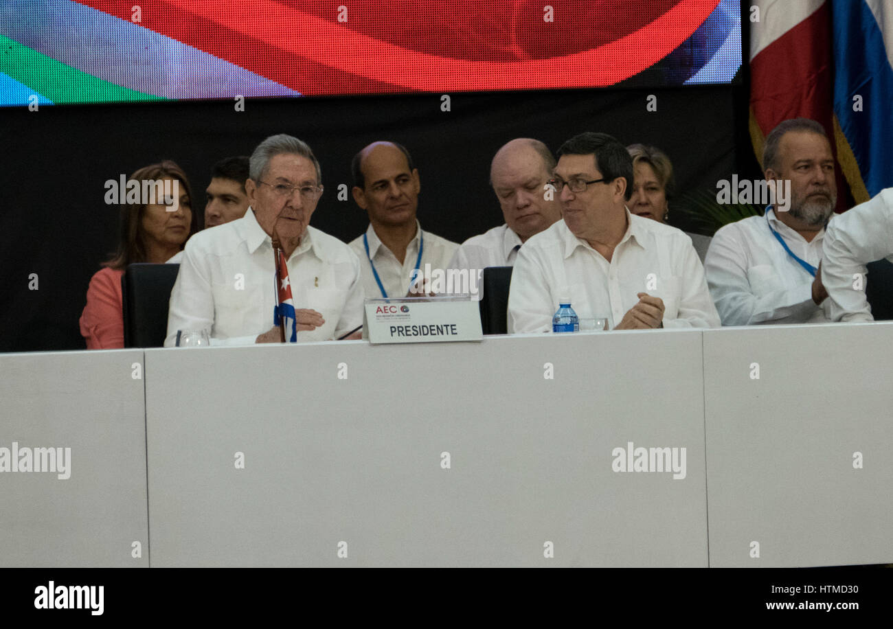 Havana, Cuba. March 10th 2017 - Cuban President Raul Castro at the Opening of the 22nd Meeting of the Association of Caribbean States Ministerial Coun Stock Photo