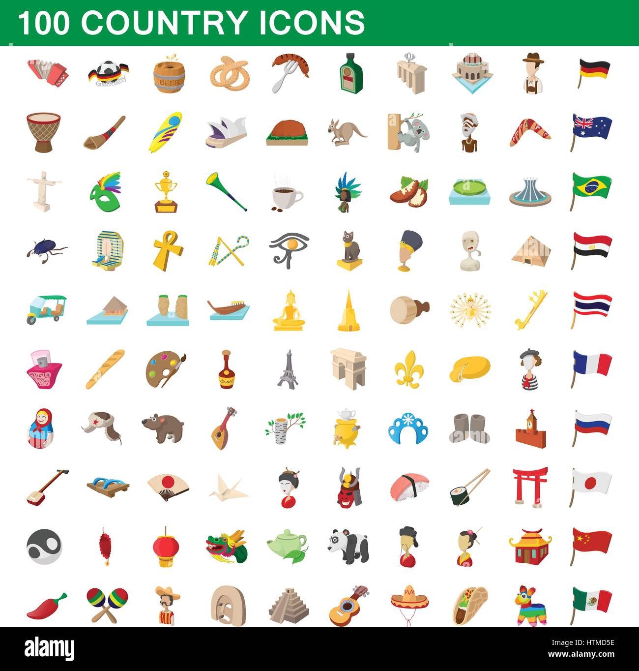 100 country icons set, cartoon style Stock Vector Image & Art - Alamy
