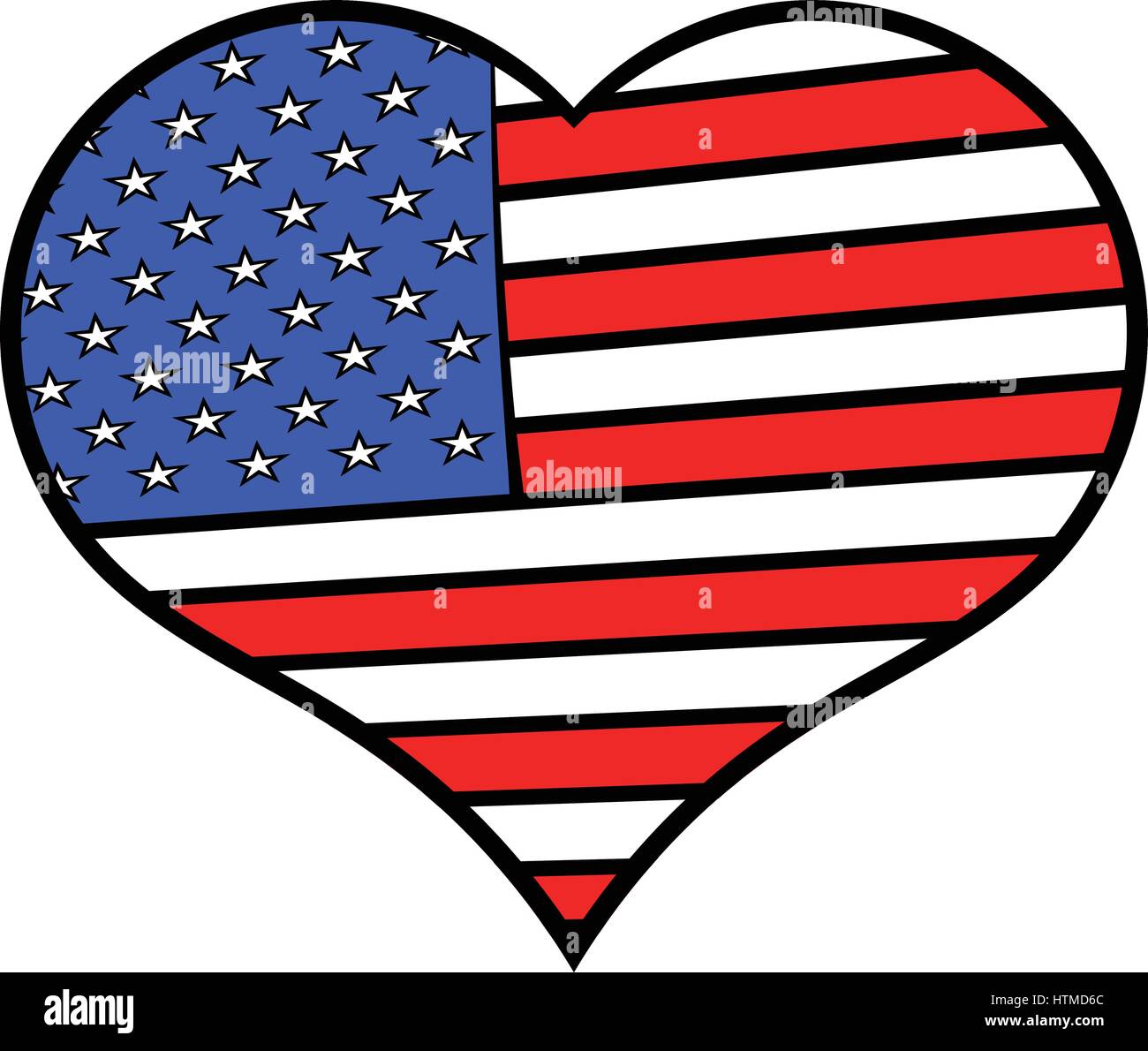 Heart in the USA flag colors icon cartoon Stock Vector Image & Art