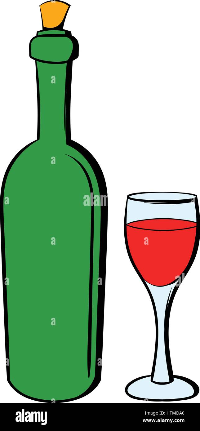 Wine bottle and wine glass icon cartoon Stock Vector Image & Art Alamy