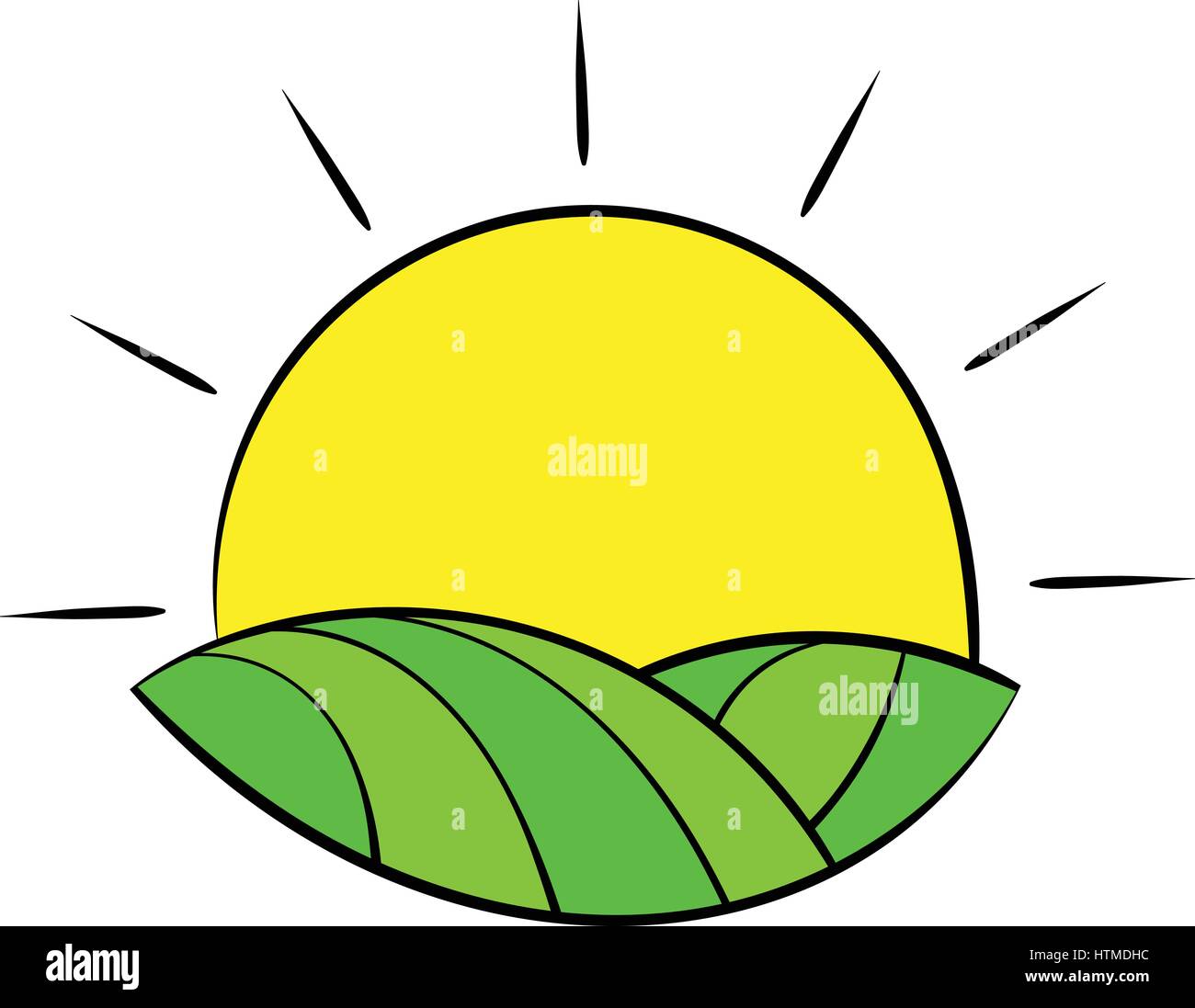 Sun over fields of France icon cartoon Stock Vector