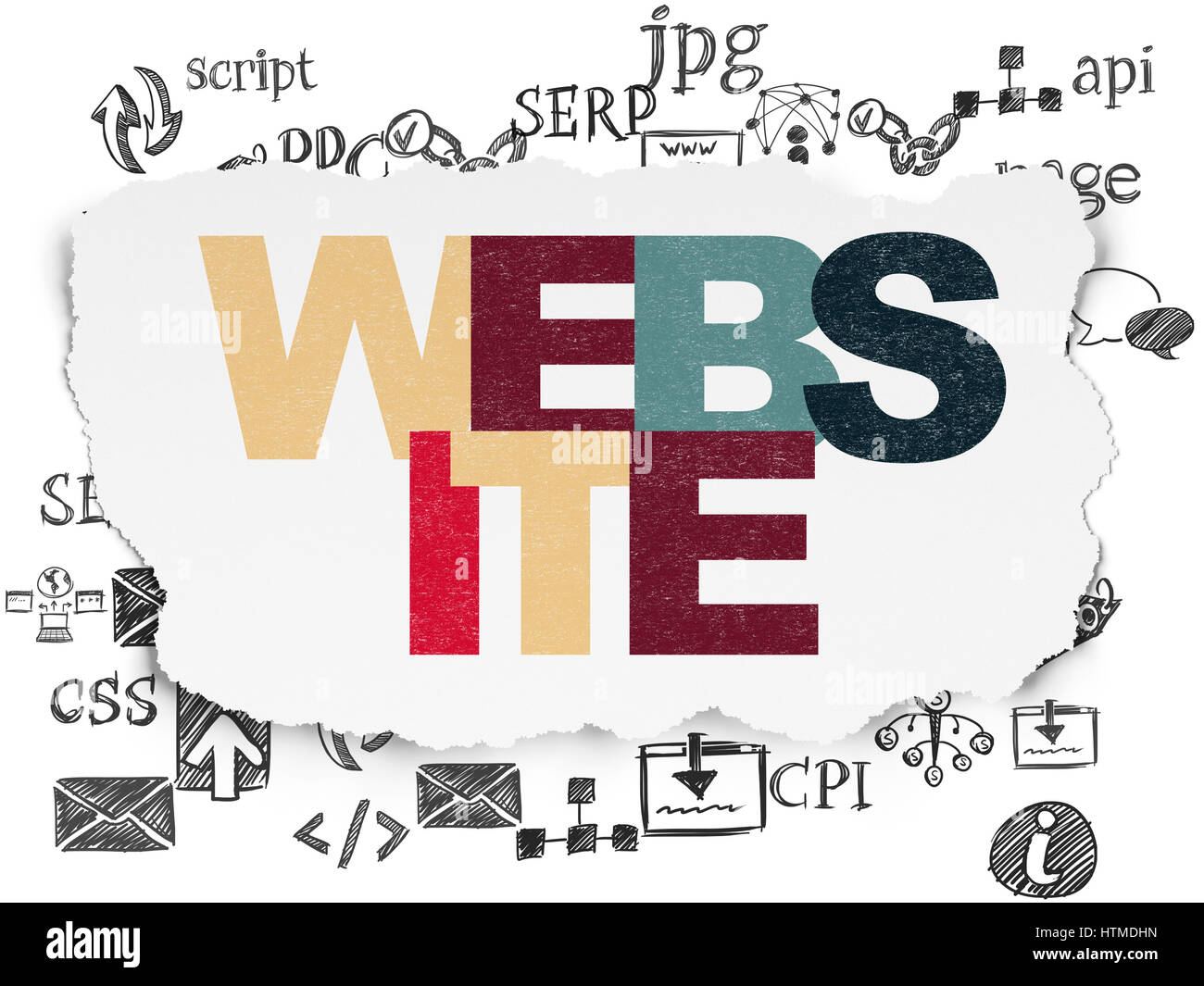 Web design concept: Website on Torn Paper background Stock Photo - Alamy