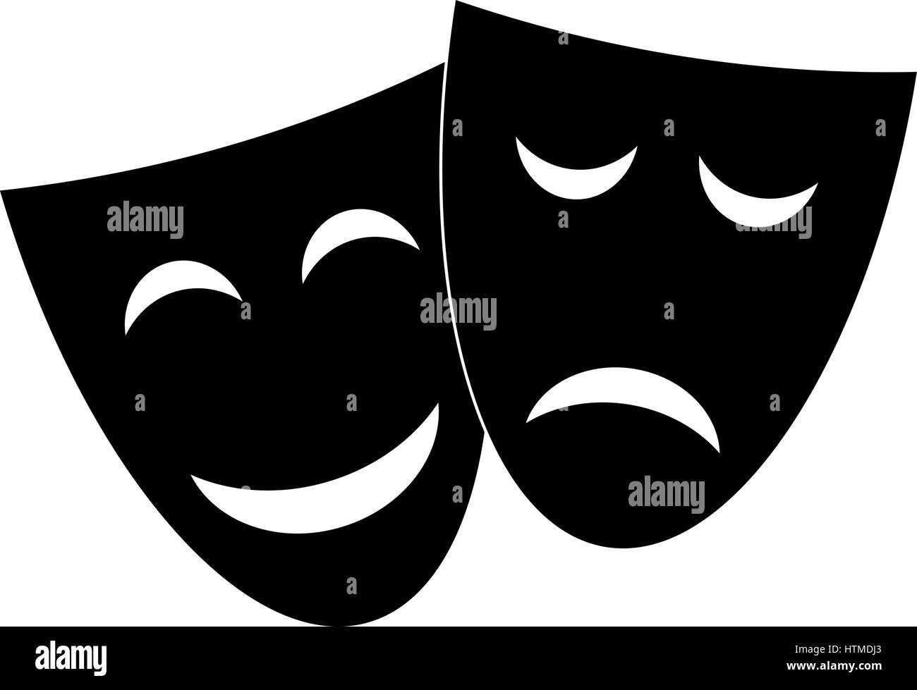 Dramatic masks - icons isolated on white background. Vector art. Stock Vector