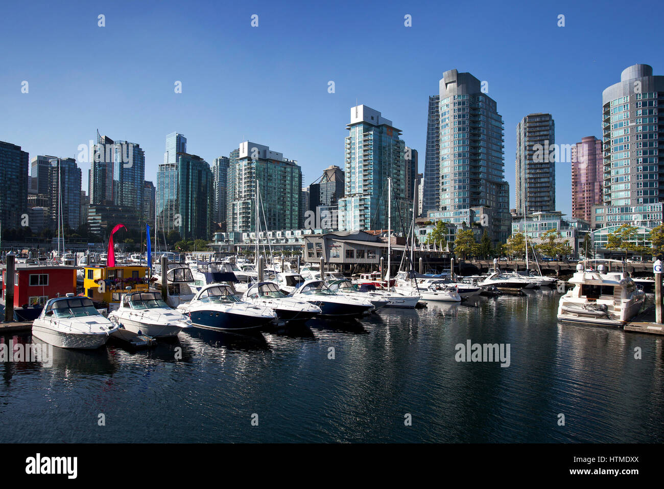 Vancouver Coal Harbor, marina and skyline, Vancouver, British Columbia Province, Canada Stock
