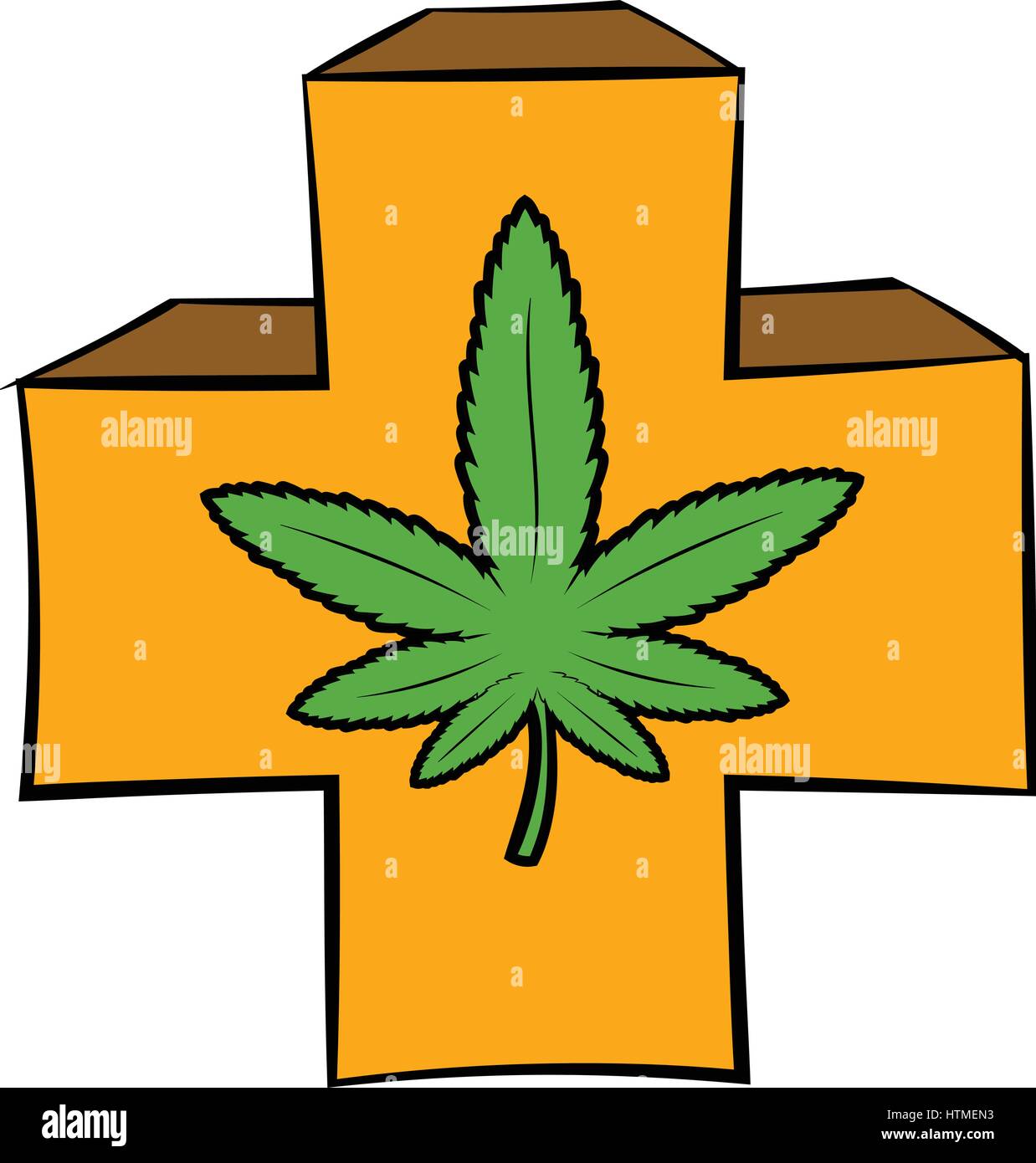 Marijuana leaf on a red cross icon cartoon Stock Vector