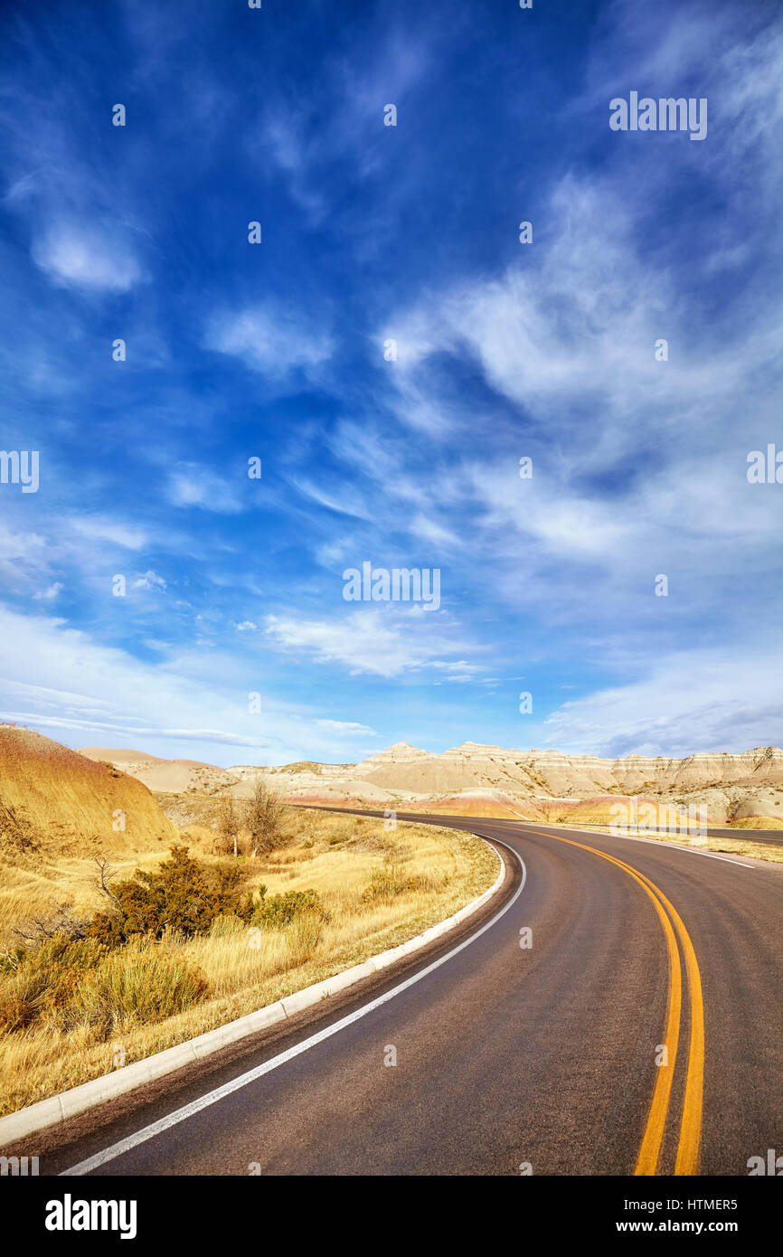 Picture of a scenic highway, travel concept, USA. Stock Photo