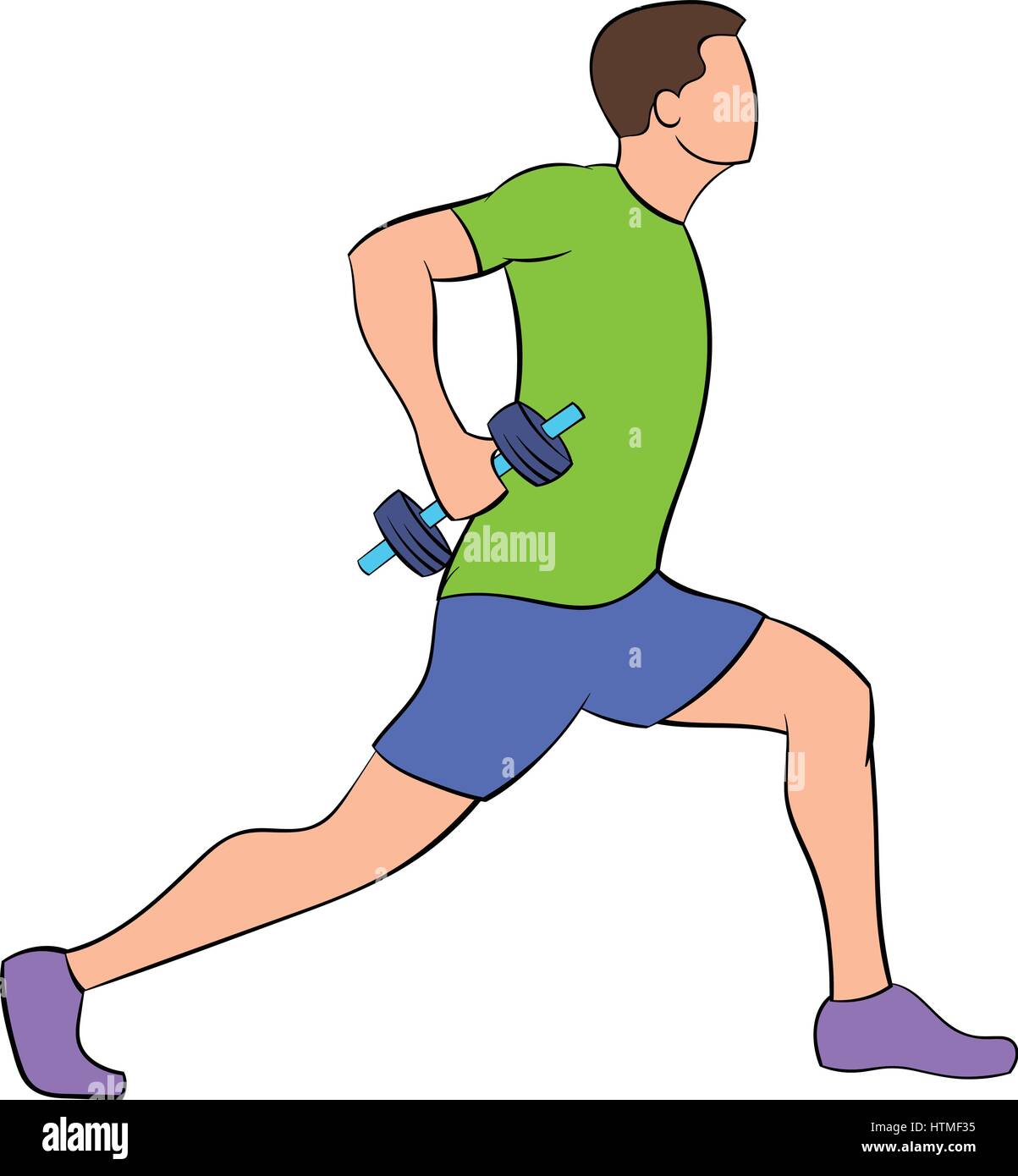 Man doing lunges with dumbbells icon cartoon Stock Vector