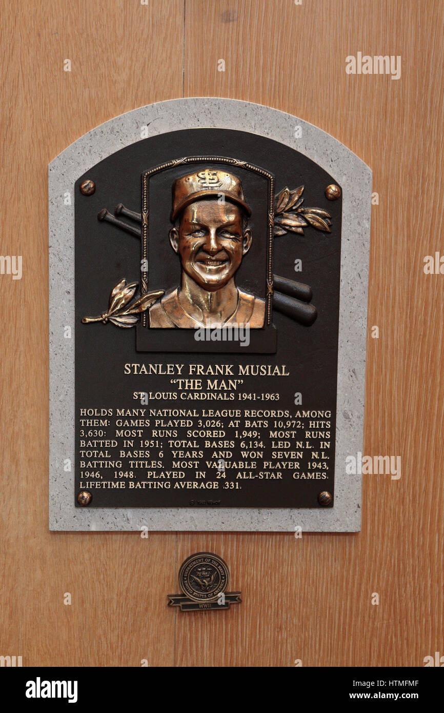 Memorial plaque for left fielder Stan Musial in the Hall of Fame