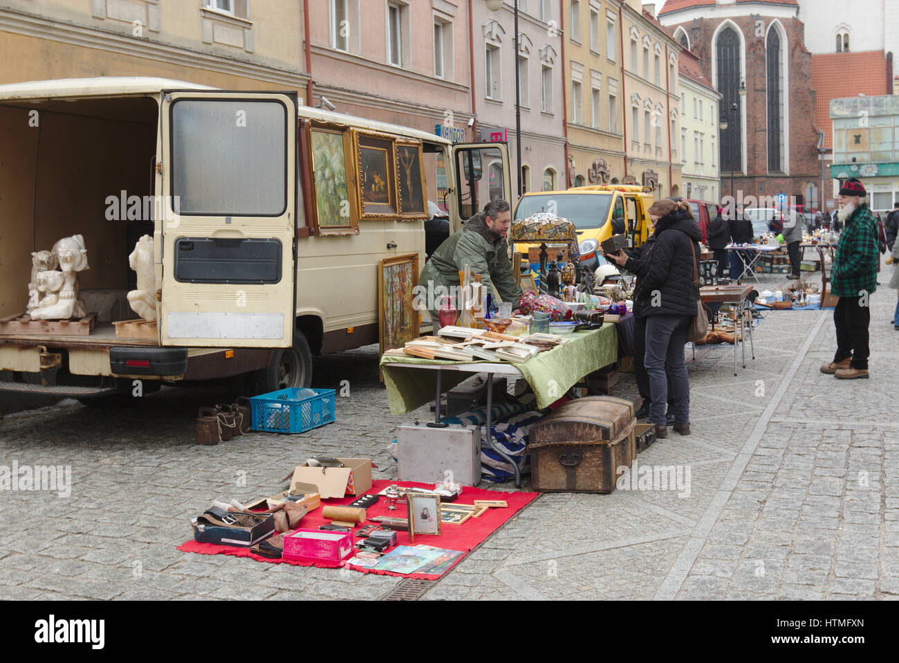 Flea market in Oleśnica (Poland) Stock Photo