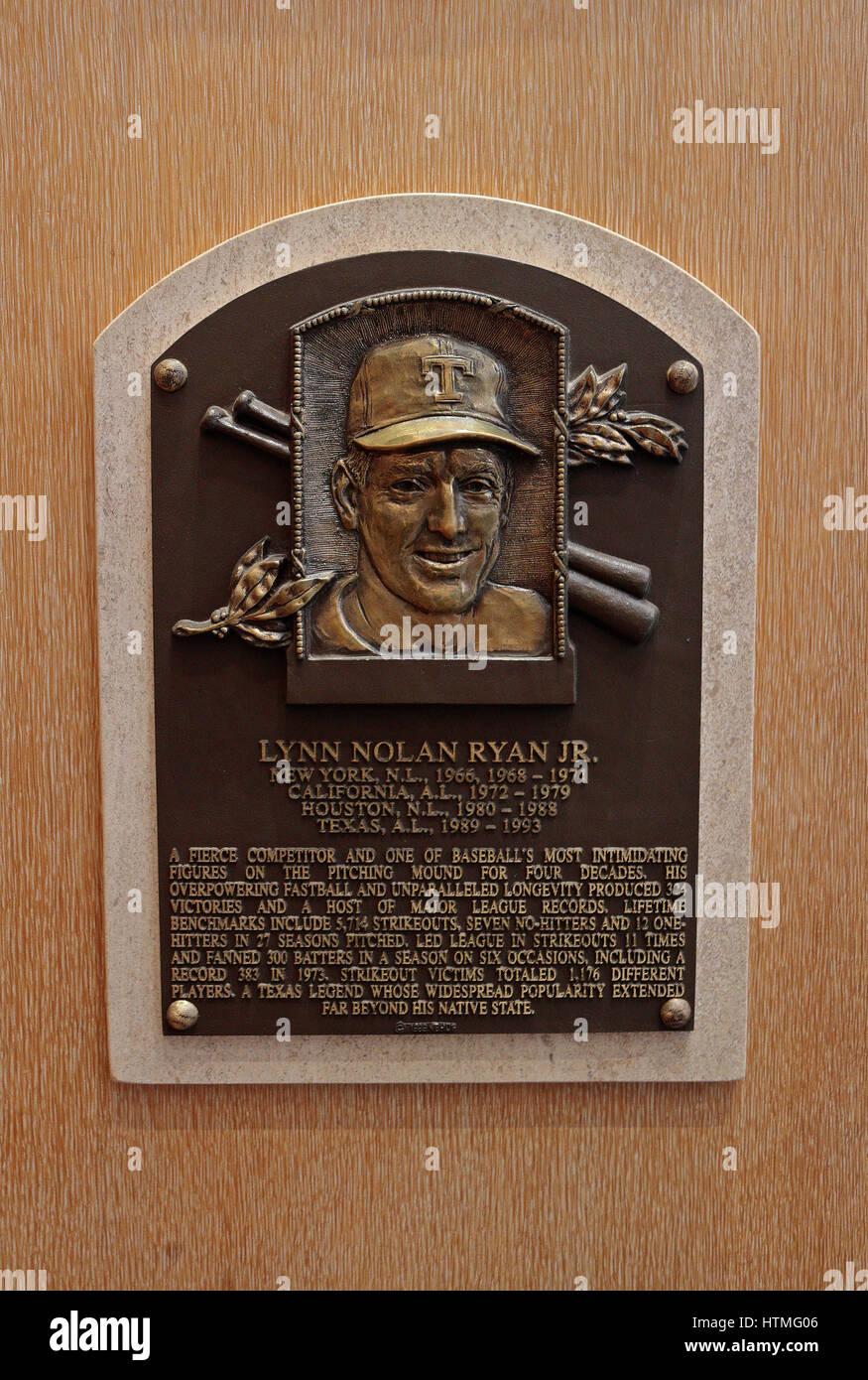 Memorial plaque pitcher Nolan Ryan for in the Hall of Fame Gallery,  National Baseball Hall of Fame & Museum, Cooperstown, NY, USA Stock Photo -  Alamy