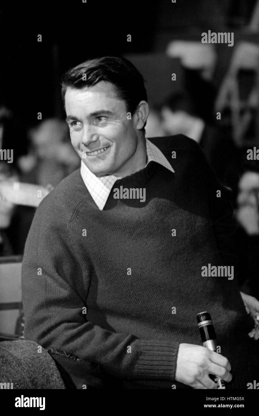 French singer Alain Barrière during rehearsals for his concert at the Paris  Olympia Hall in 1966 Stock Photo - Alamy