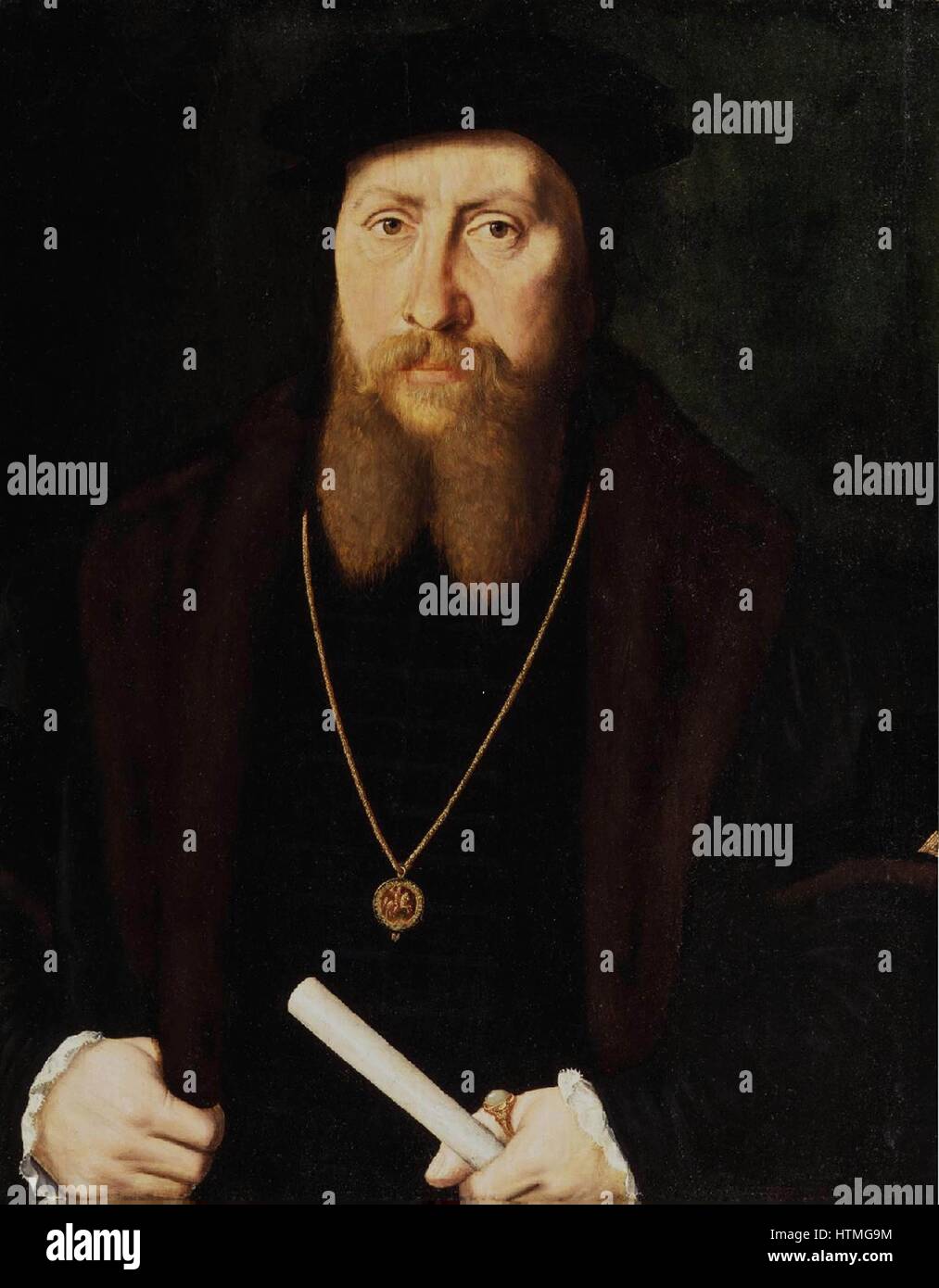 William Paget, 1st Baron Paget of Beaudesert (1506-1563) English statesman and diplomat, adviser to Henry VIII. Comptroller of the Household to Edward VI. Portrait of Paget wearing a jewel showing St George, the symbol of the Order of the Garter. Attribut Stock Photo
