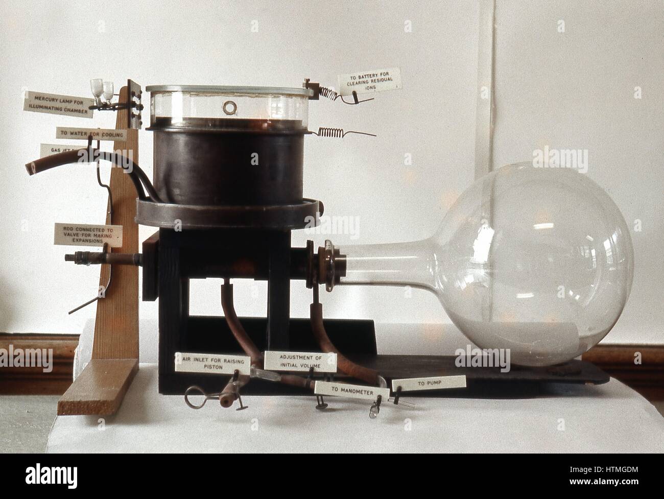 Charles Thomas Rees Wilson (1869-1959) Scottish nuclear and atomic physicist. Wilson's Cloud Chamber for tracking electrons and alpha-particles. Stock Photo