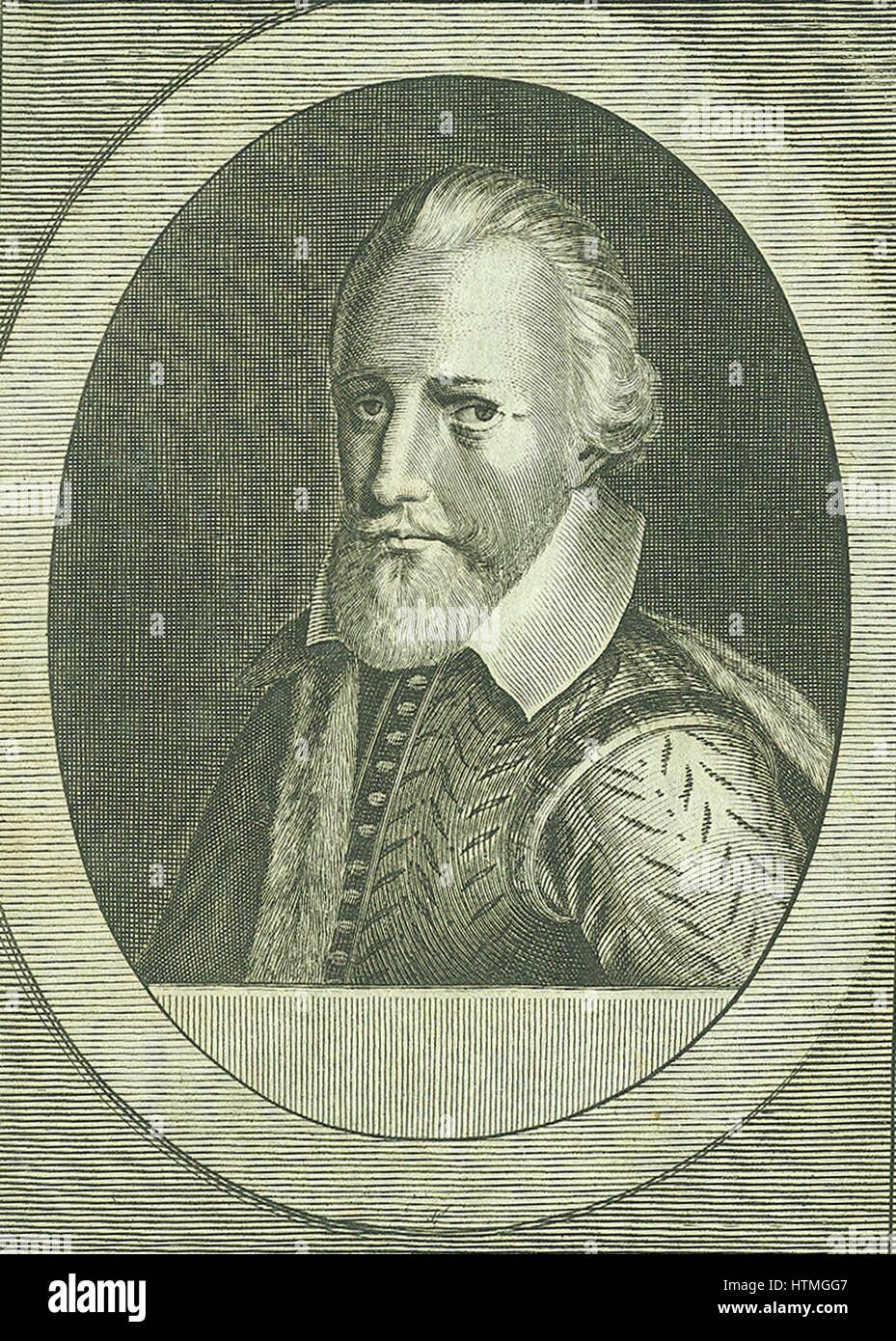 Richard Grenville (1541?-1591) English naval commander and hero. Tennyson celebrated his bravery at Flores in 1591 in his poem 'The Revenge: A Ballad of the Fleet'. Engraving by Michiel van der Gucht (1660-1725) for Clarendon's 'History'. Stock Photo