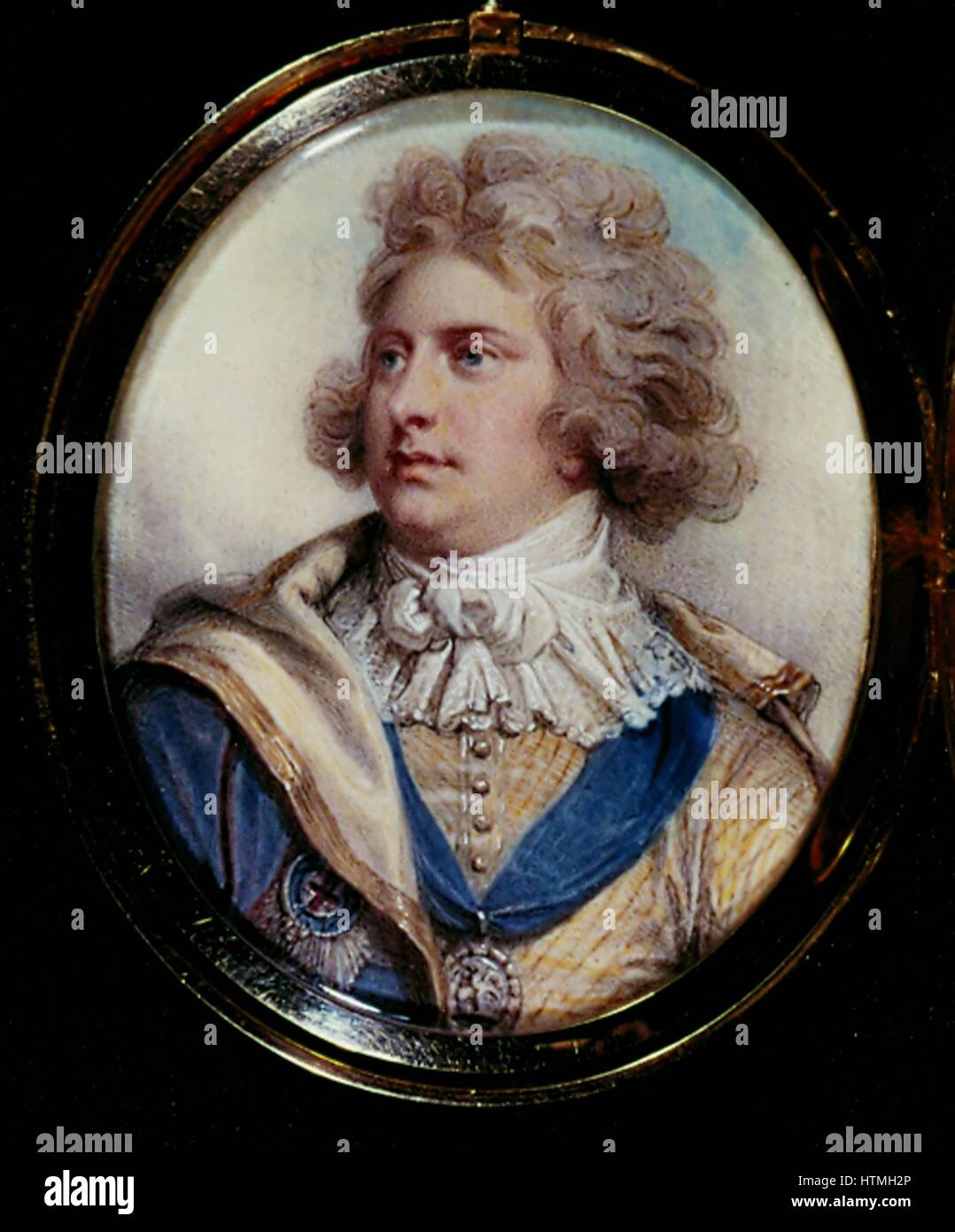 George IV (1672-1830) King of Great Britain from 1820 on the death of his father, George III. He had served as Prince Regent since 1811 during his father's illness. George in 1792 when Prince of Wales. Portrait by Richard Cosway. Stock Photo