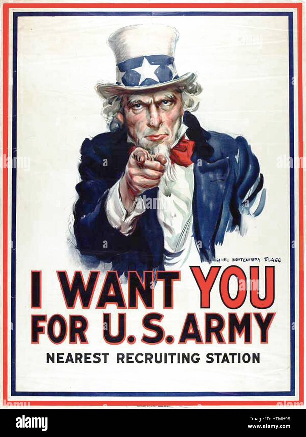 I Want You for the U.S. Army' recruitment poster during World War I, by James Montgomery Flagg 1917 Stock Photo