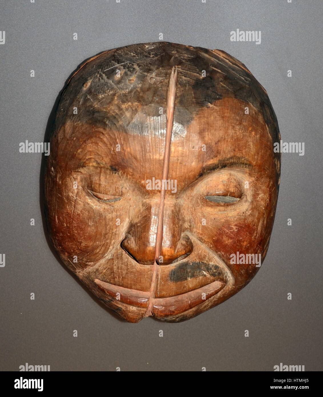 Shamanic Mask 1890. These mask were used to make Shamans more powerful and ordinary people could invoke animal spirits. Stock Photo