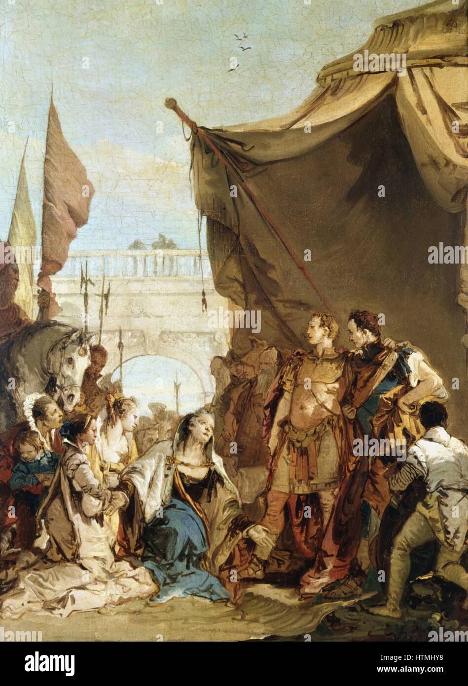 Giovanni Battista Tiepelo (1696-1770) Italian.'Family of Darius before Alexander'. After battle of Issus (333 BC) Darius III's family were at mercy of Alexander the Great who treated them with magnanimity Stock Photo