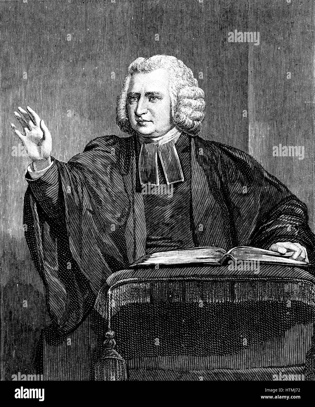 Charles Wesley (1707-88) English preacher and hymn writer. Brother of John Wesley (1703-1791). Among the more than 5,500 hymns he wrote were 'Jesu, Lover of my soul' ' Love divine, all loves excelling' and 'Hark, the Herald Angels sing'. Wood engraving. Stock Photo