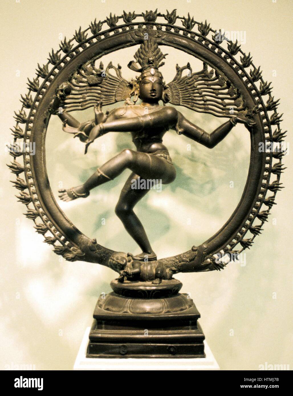 Hindu god Shiva (Siva). 16th century Chloa bronze representation of Shiva in the dance of creation. Indian. Stock Photo