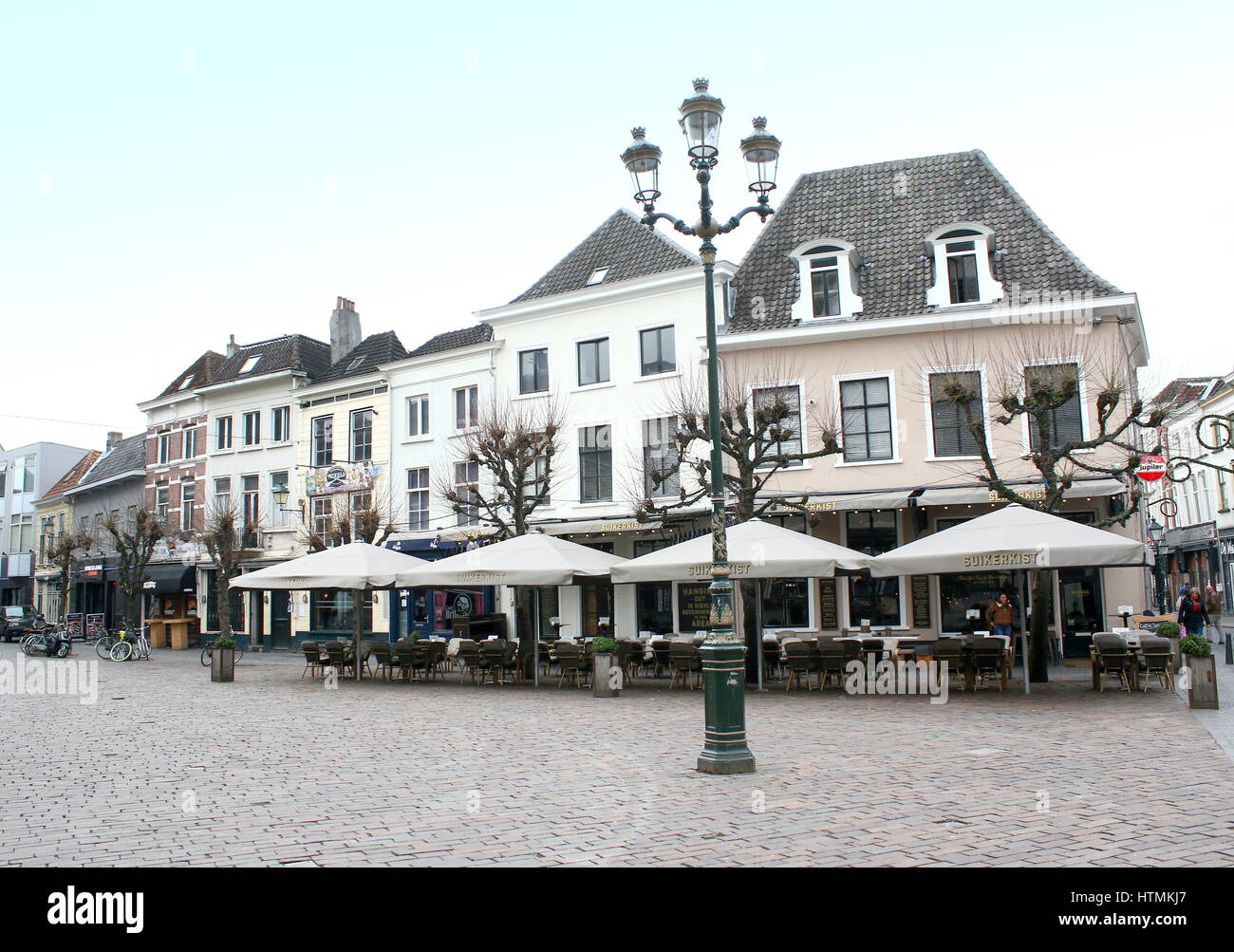 Restaurants and bars at Havermarkt square,  Breda, North Brabant, Netherlands. Stock Photo