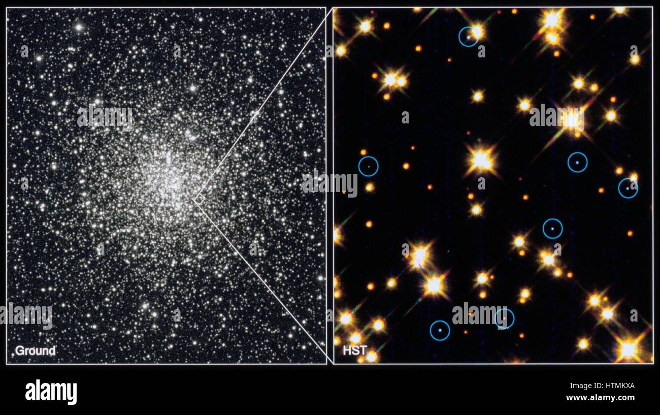 White Dwarf stars in Globular Cluster M4.H.Bond (STSCI). NASA photograph. Stock Photo