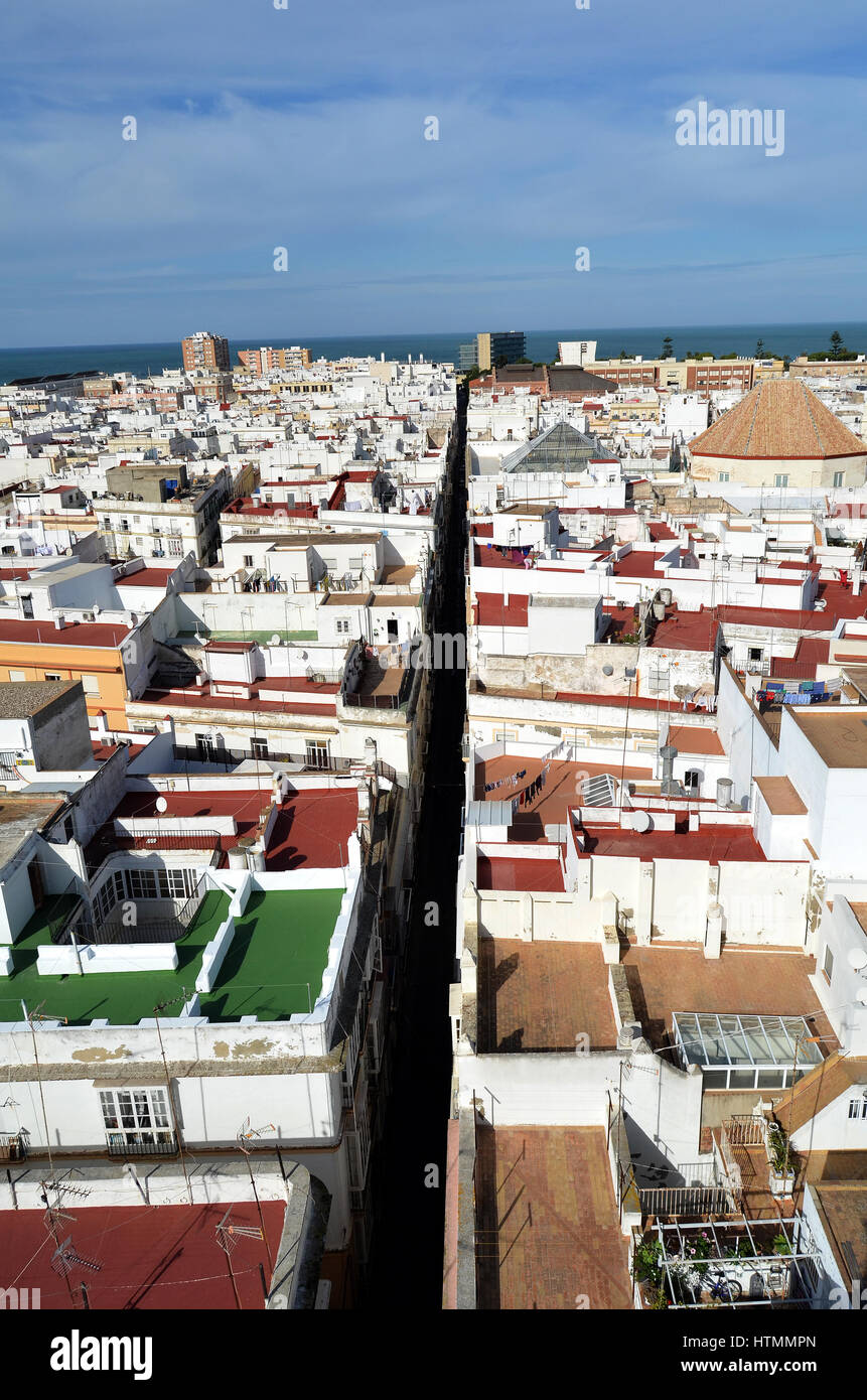 Blick vom Torre Tavira auf Cadiz Stock Photo